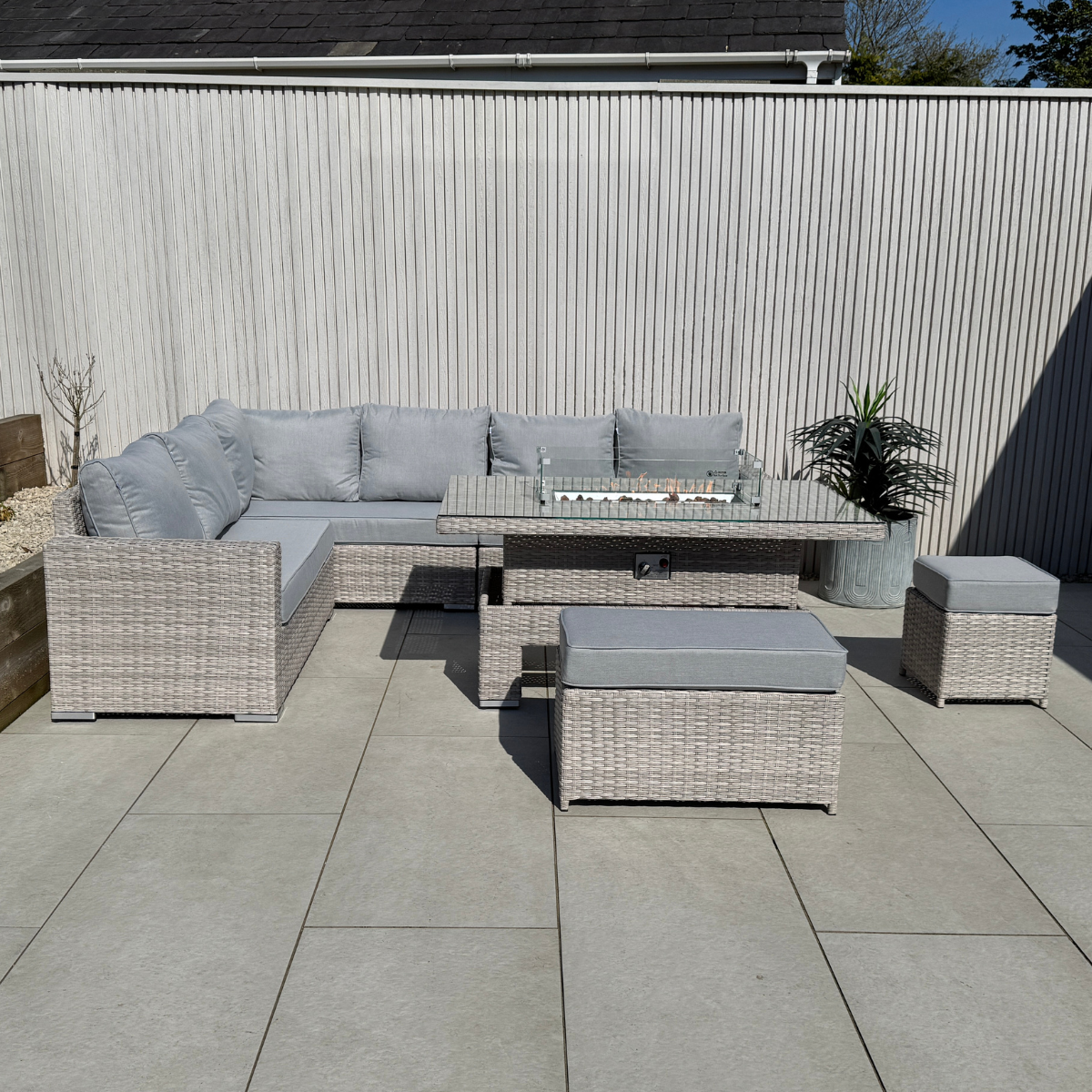 Santorini Corner Large Rising Set with Firepit - AMC Furniture
