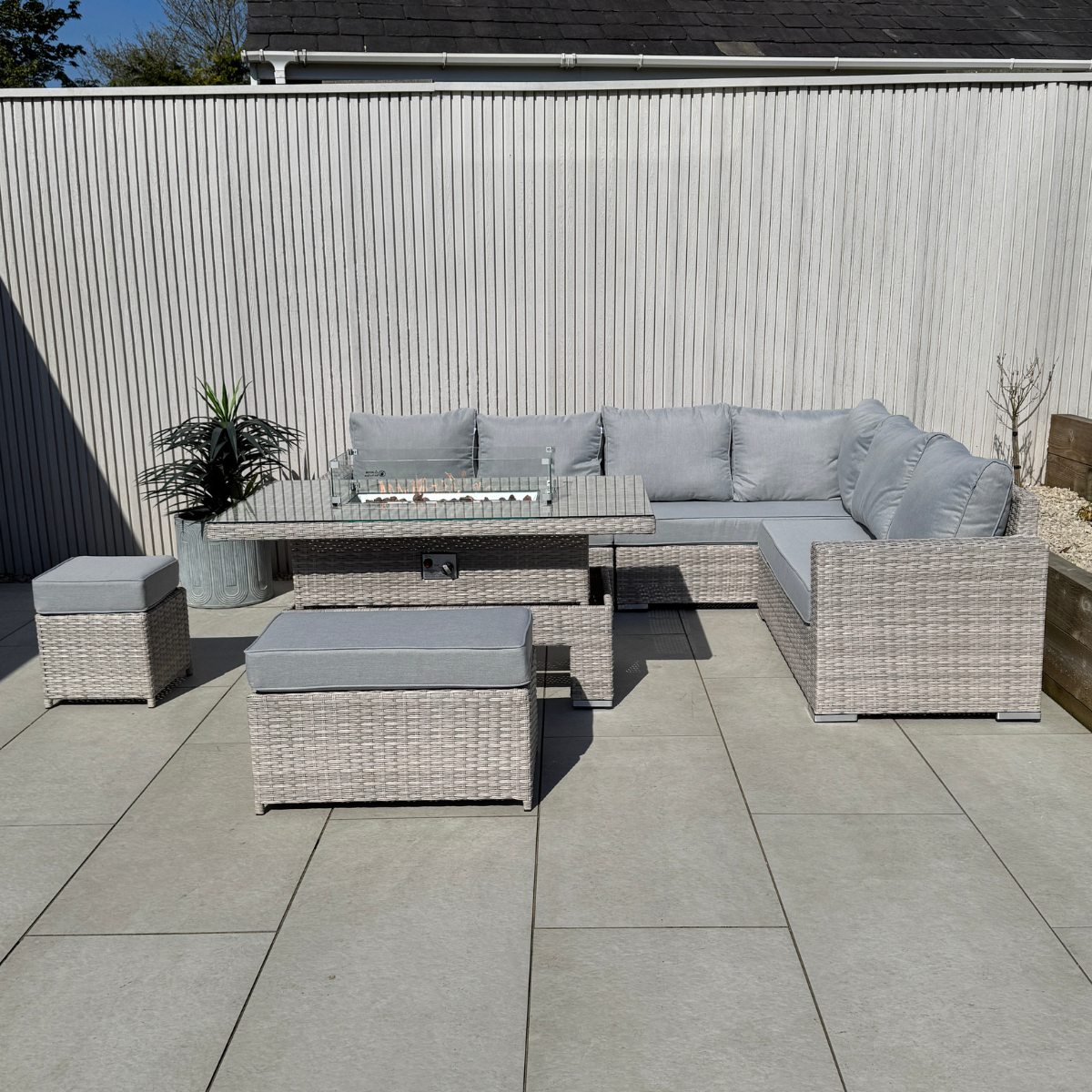 Santorini Corner Large Rising Set with Firepit RH - AMC Furniture