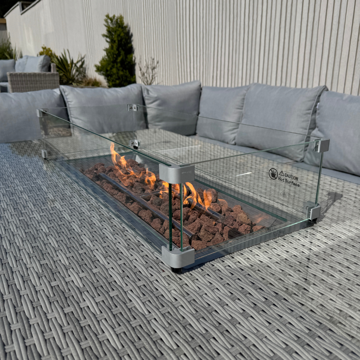 Santorini Corner Large Rising Set with Firepit - AMC Furniture