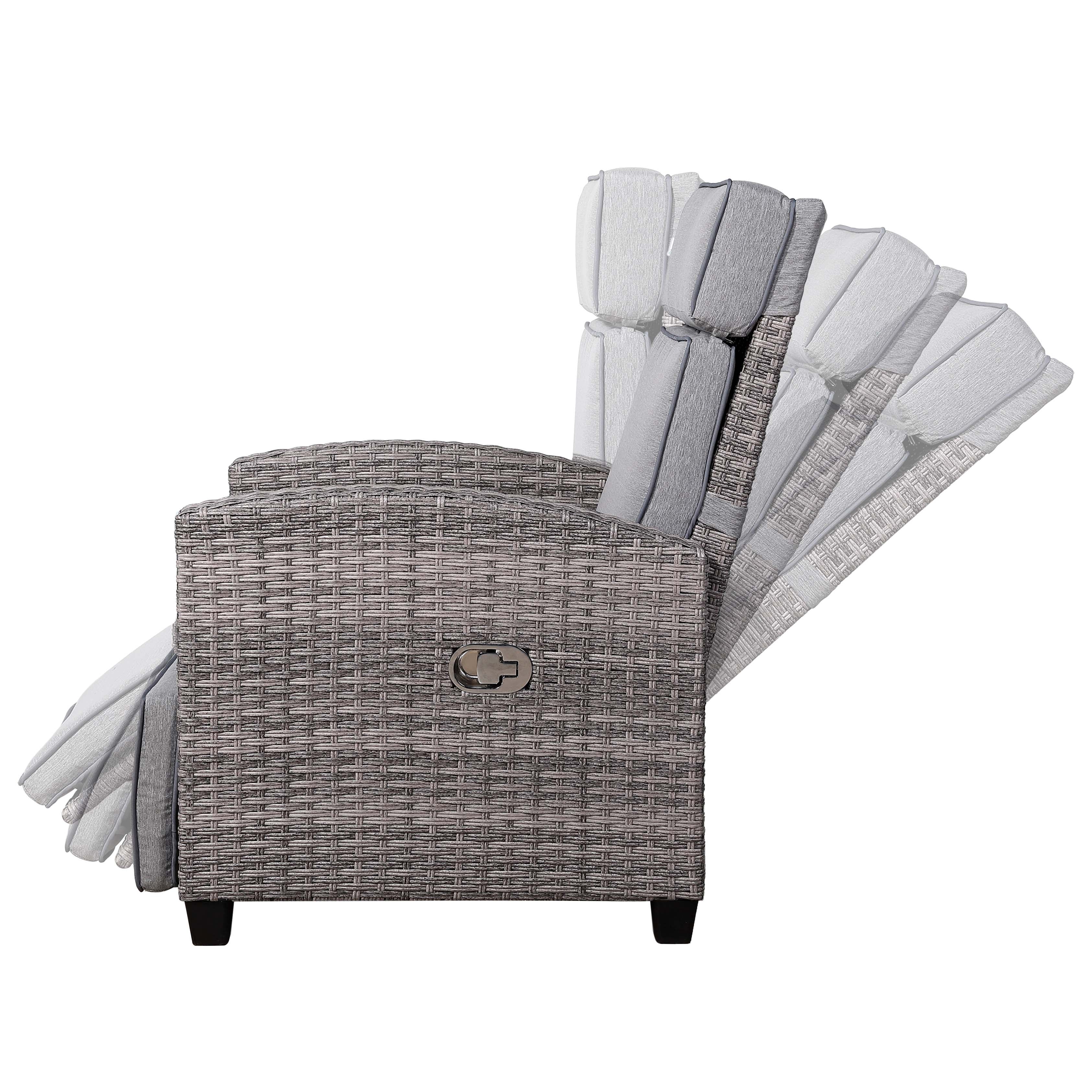 Catalina Reclining Armchair with Flip Table in Grey - AMC Furniture