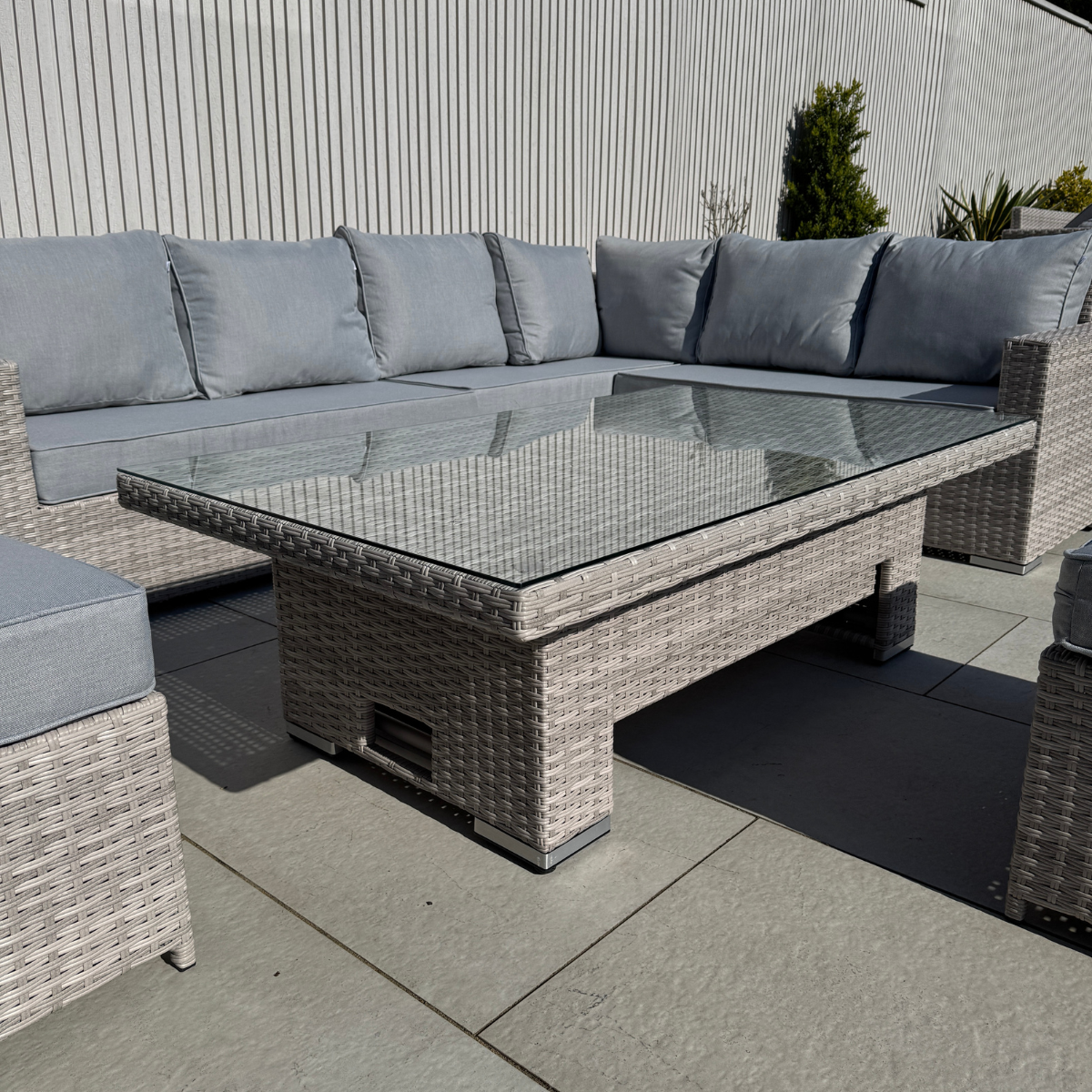 Santorini Corner Large Dining Set with Rising Table (Right Hand) - AMC Furniture