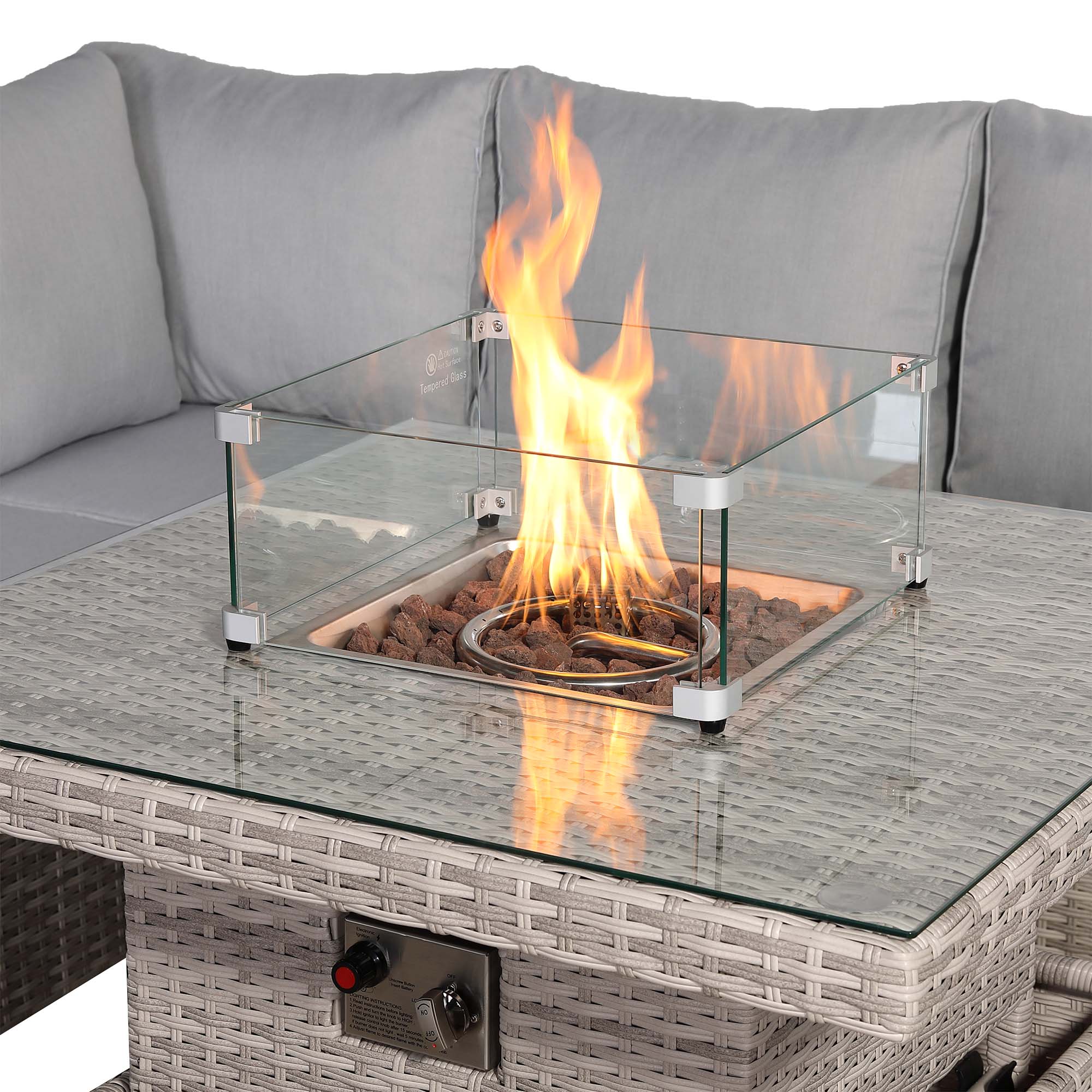 Santorini Square Rising Set with Firepit - AMC Furniture
