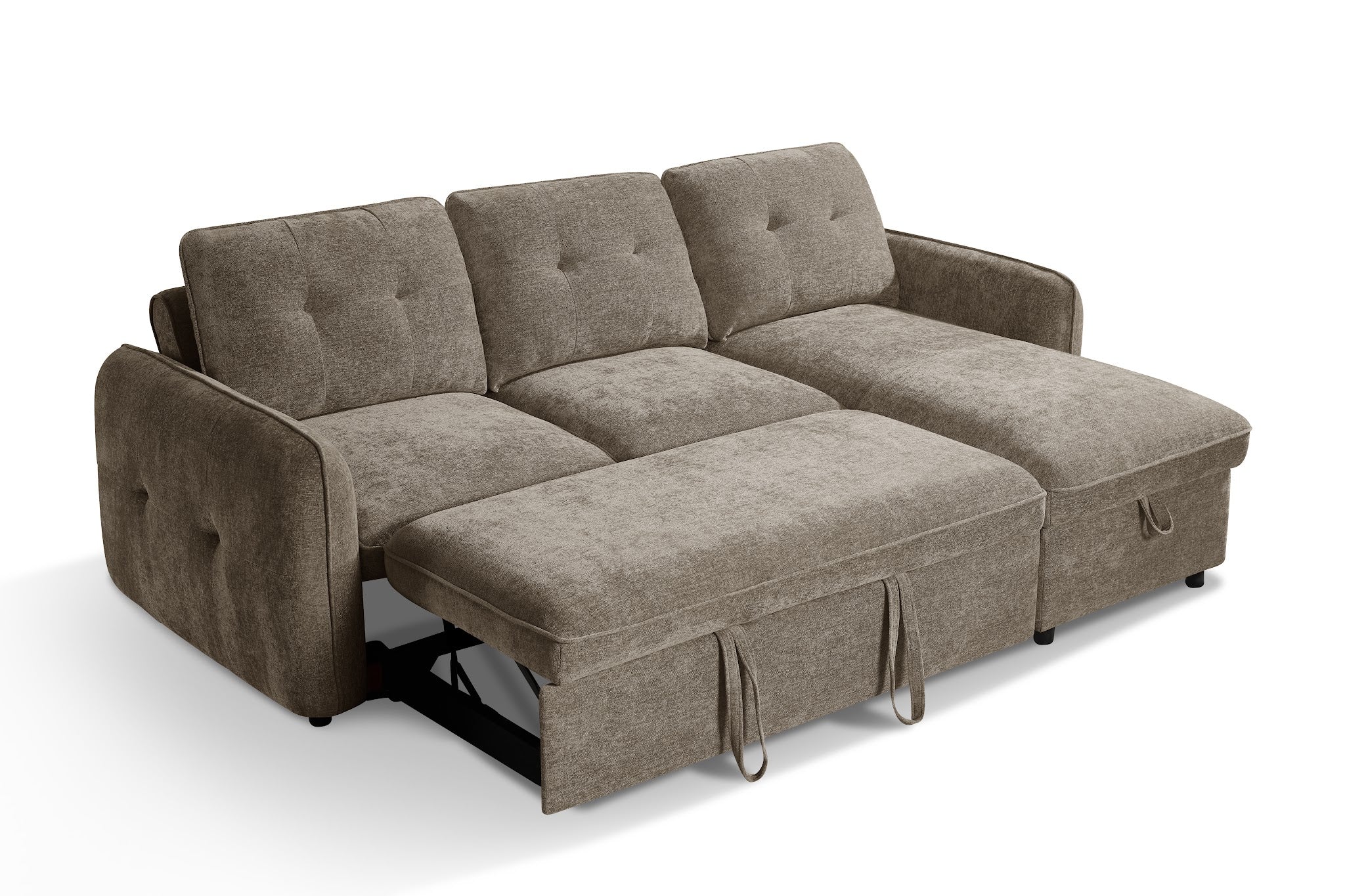 Thea Universal Corner Sofa Bed - Brown - Studio View 1