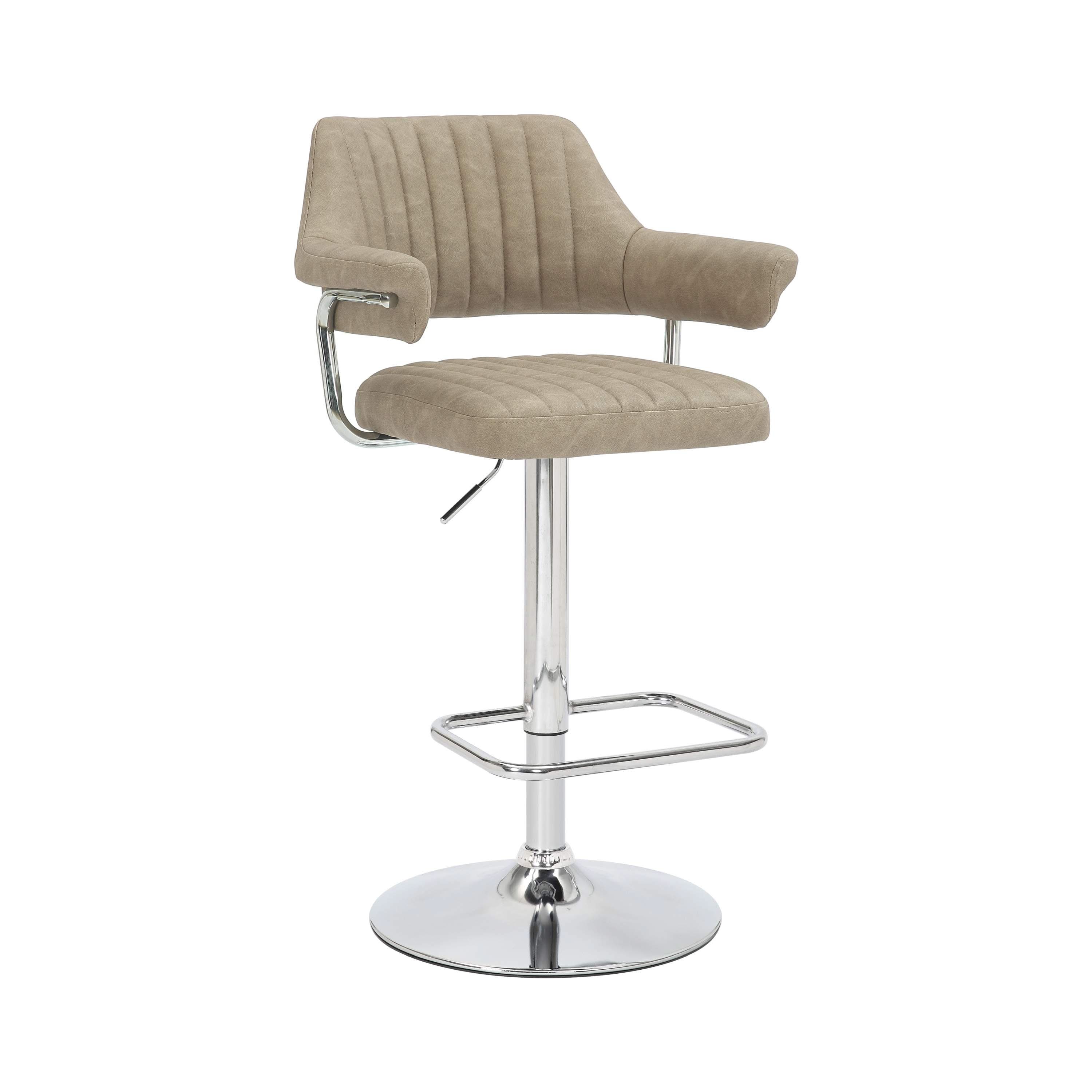 Cortez Leather Effect Mink Bar Stool (7019401379904) (14625456619898)