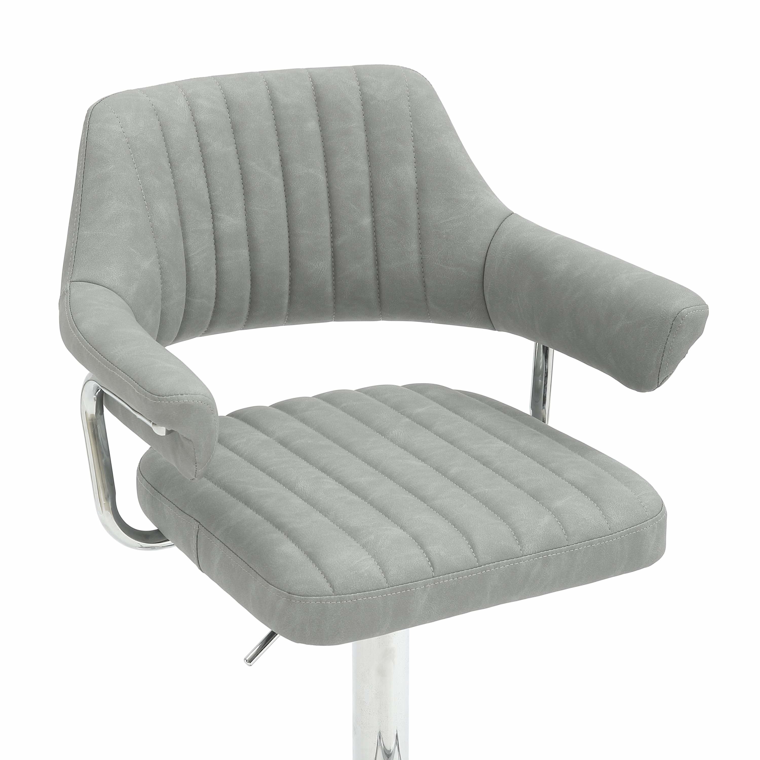 Cortez Leather Effect Light Grey Bar Stool (7019401445440) (14625453015418)