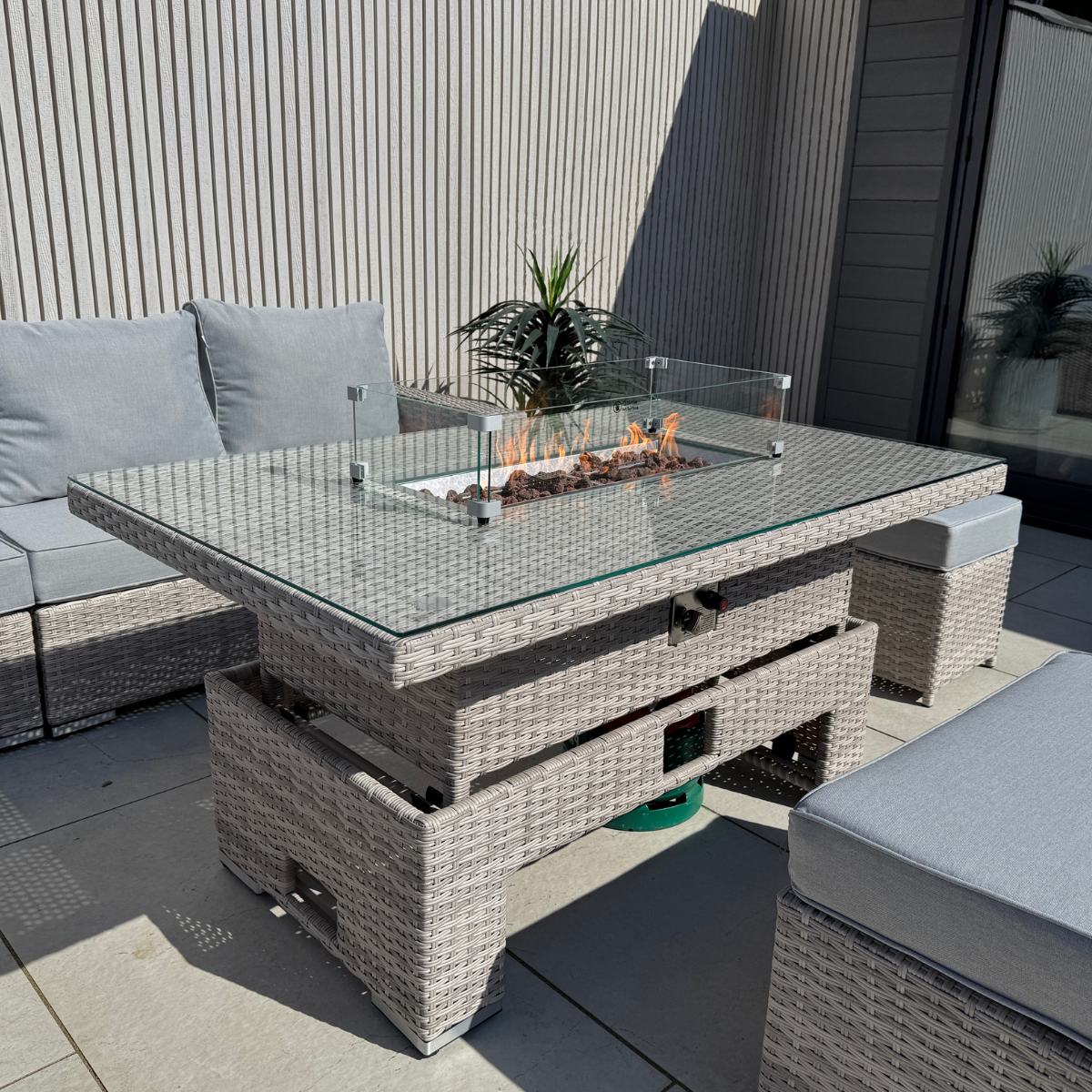 Santorini Corner Large Rising Set with Firepit - AMC Furniture