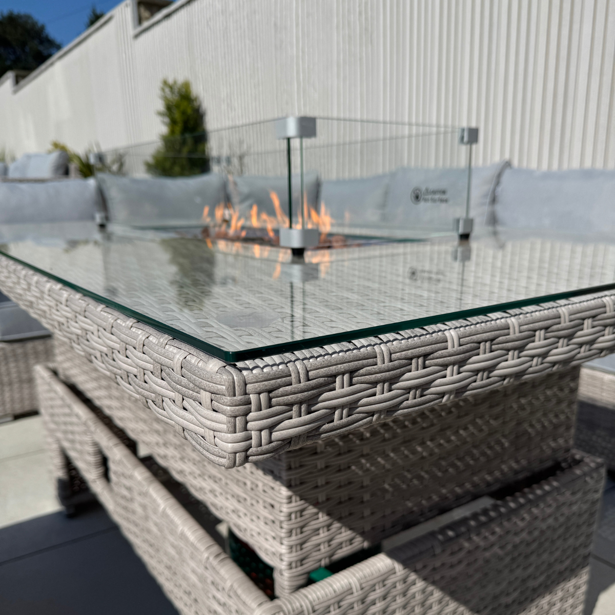 Santorini Corner Large Rising Set with Firepit - AMC Furniture