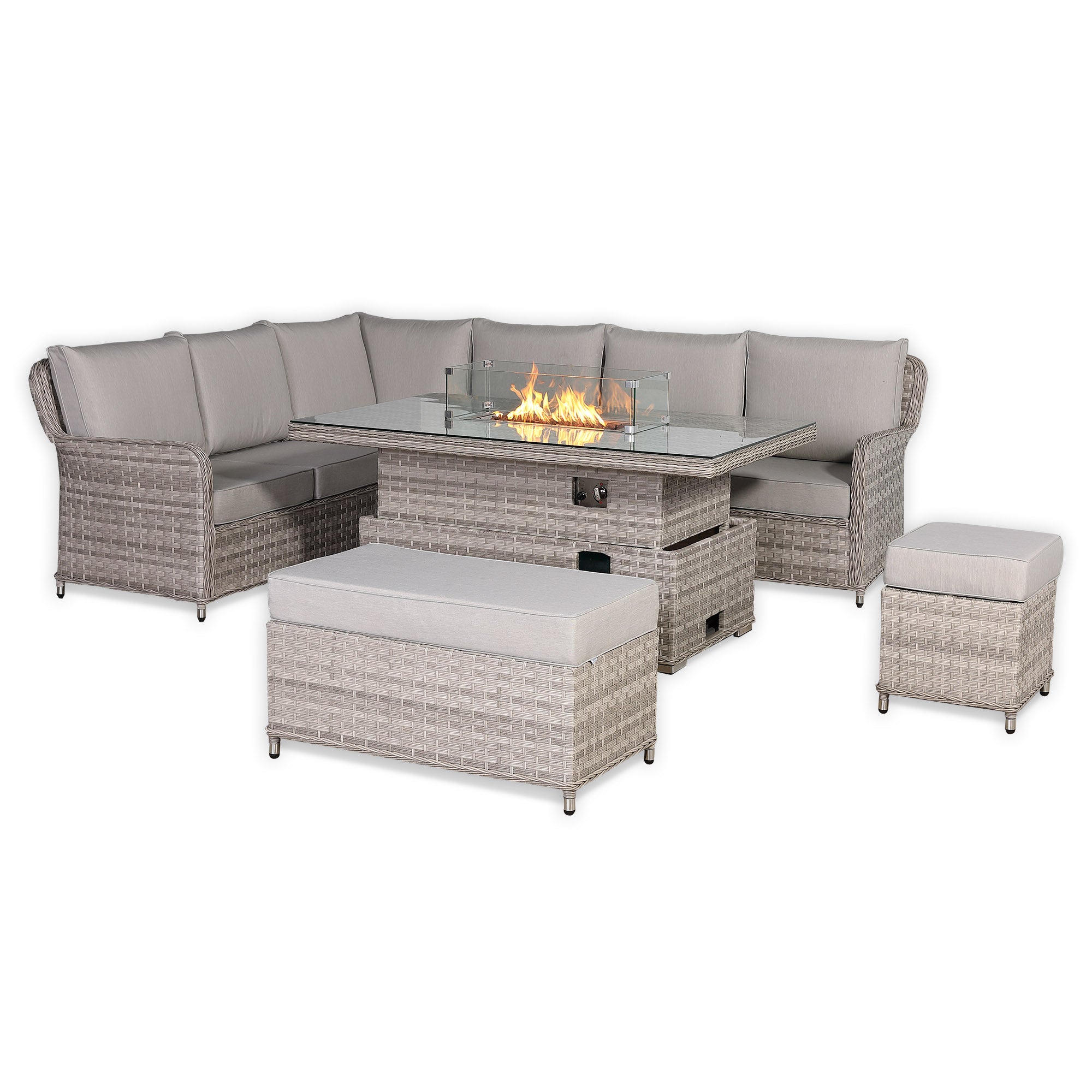 Palermo Large Left-Hand Corner Sofa Set with Rising Fire Pit Table - AMC Furniture
