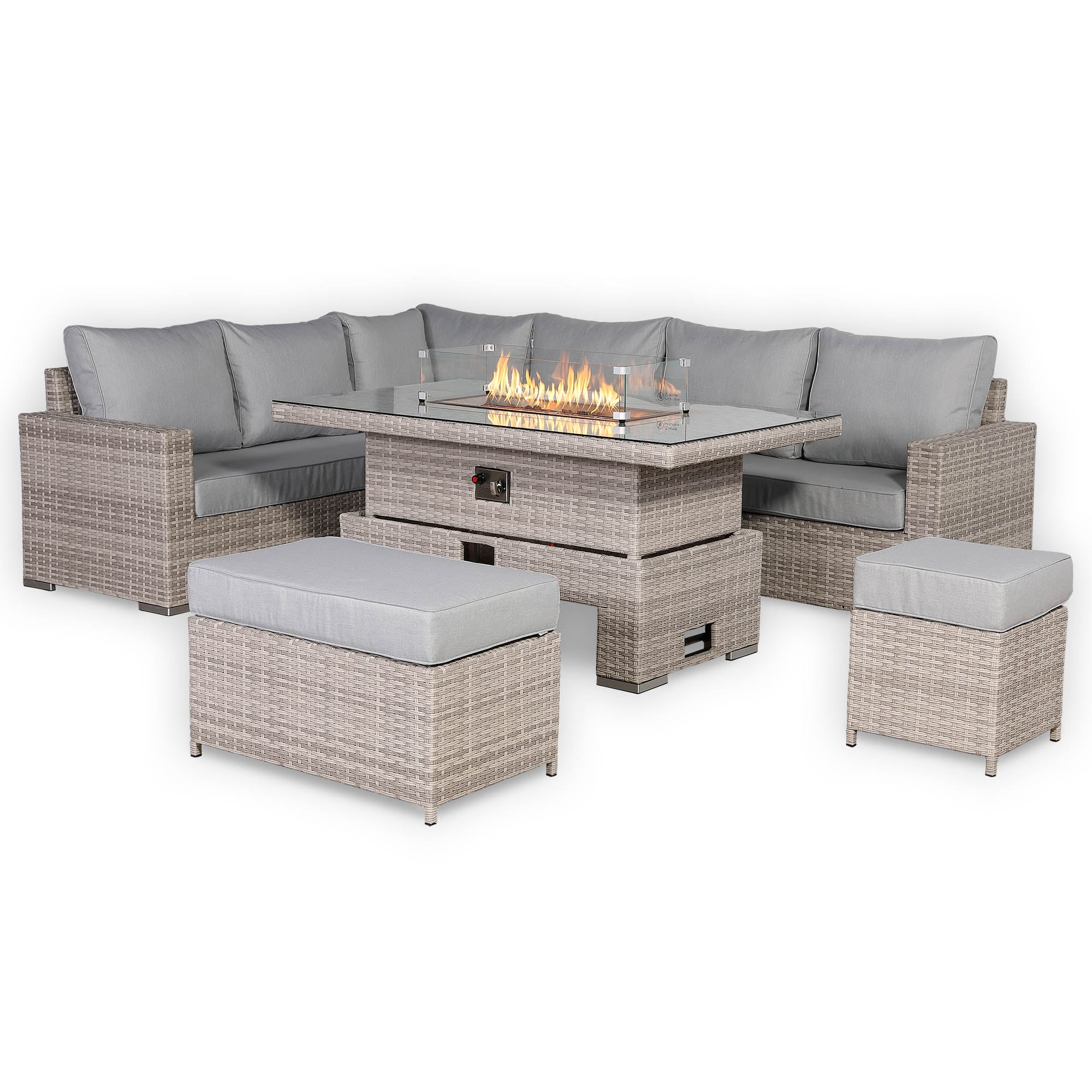 Santorini Corner Large Rising Set with Firepit - AMC Furniture