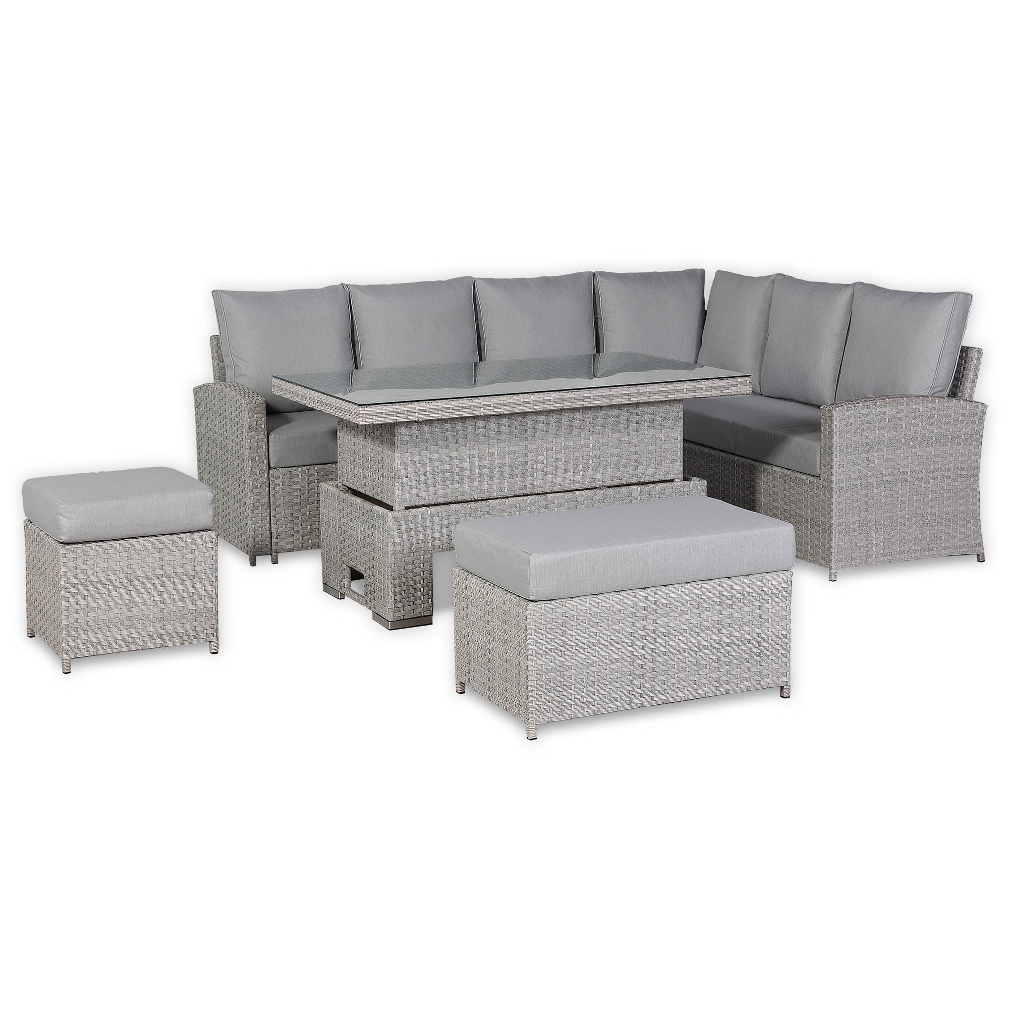 Sorrento Large Corner Dining Set in Light Grey (Right Hand) - AMC Furniture