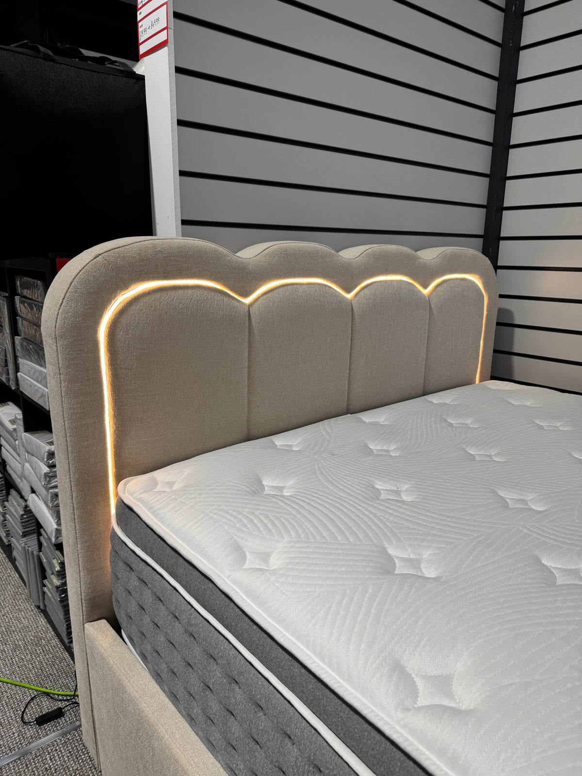 Milan Double Ottoman Bed with LED Headboard & Lux Pocket Mattress Bundle B Womack