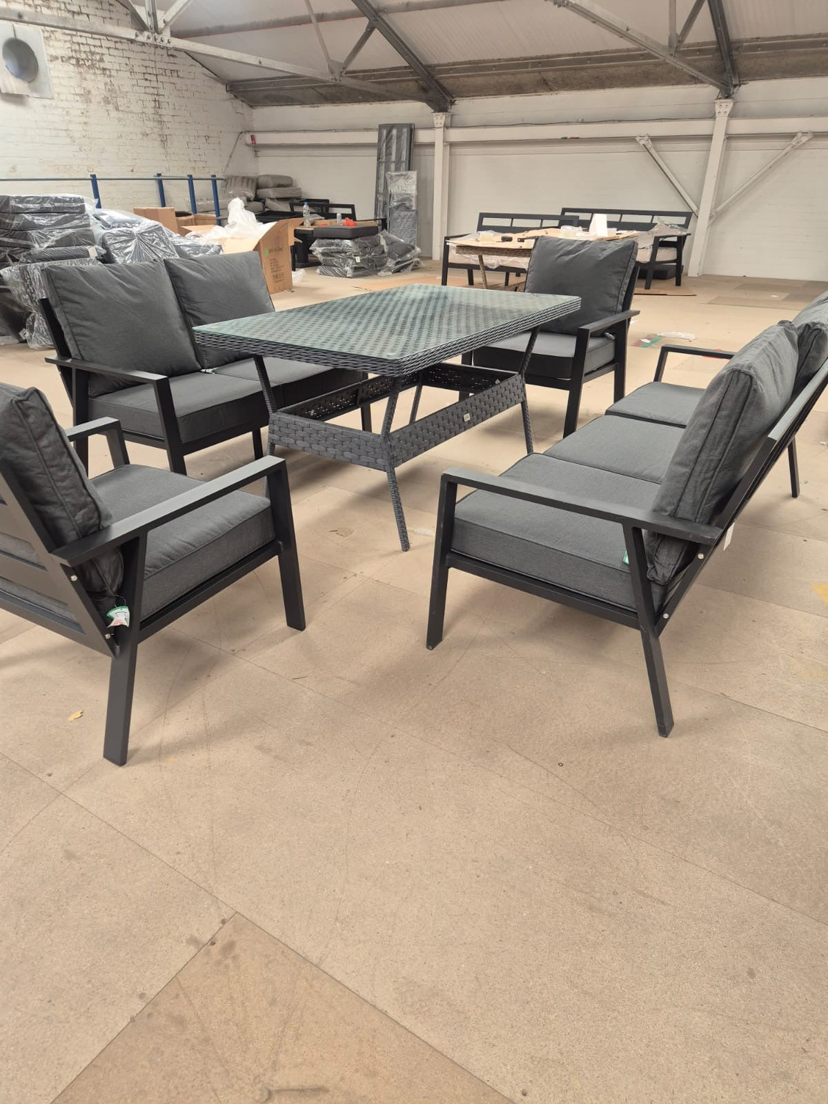 Sienna Aluminium Sofa Dining Set with Rattan Dining Table