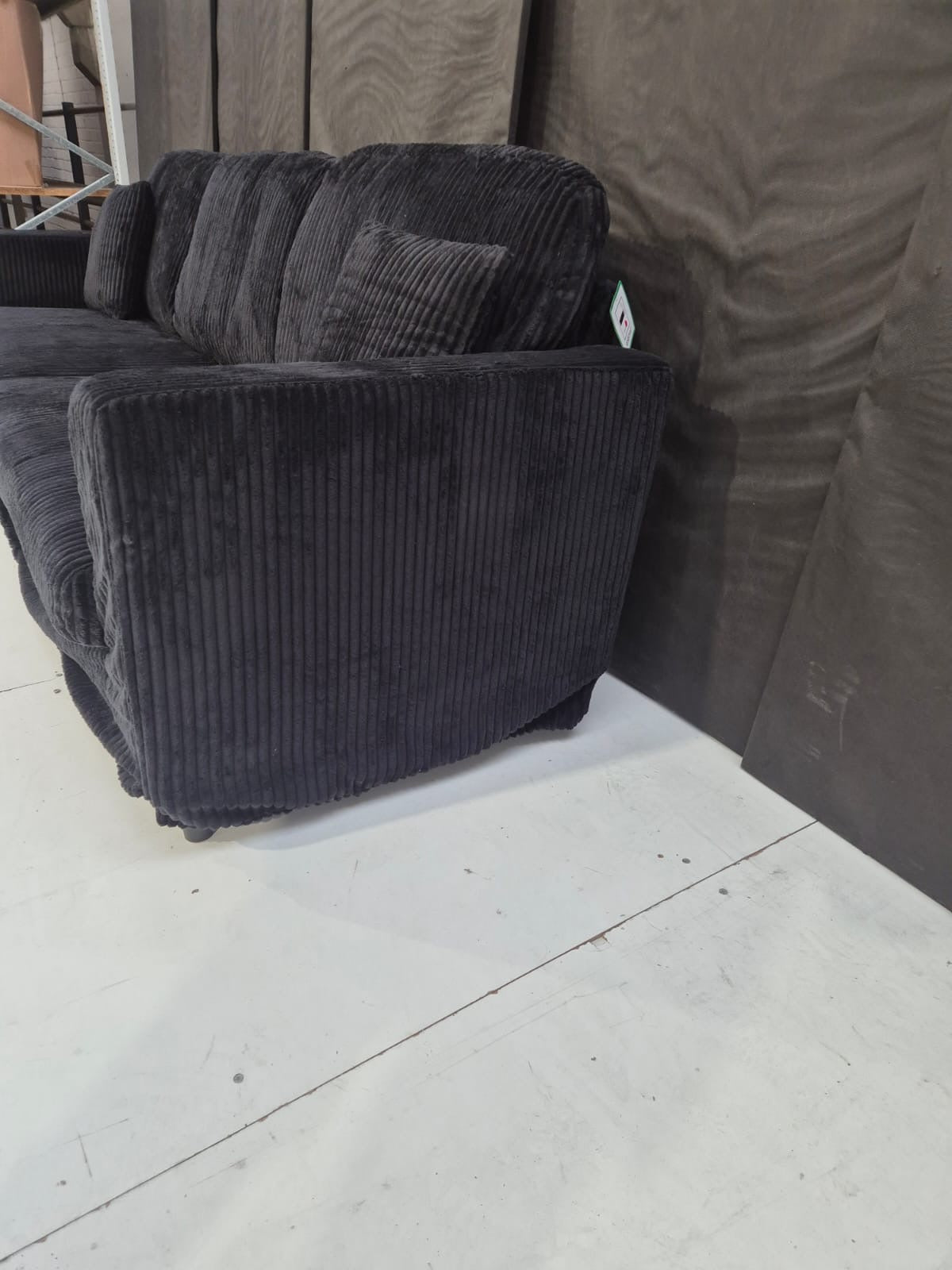 4 Seater Corduroy Sofa in Charcoal Black - AMC Furniture