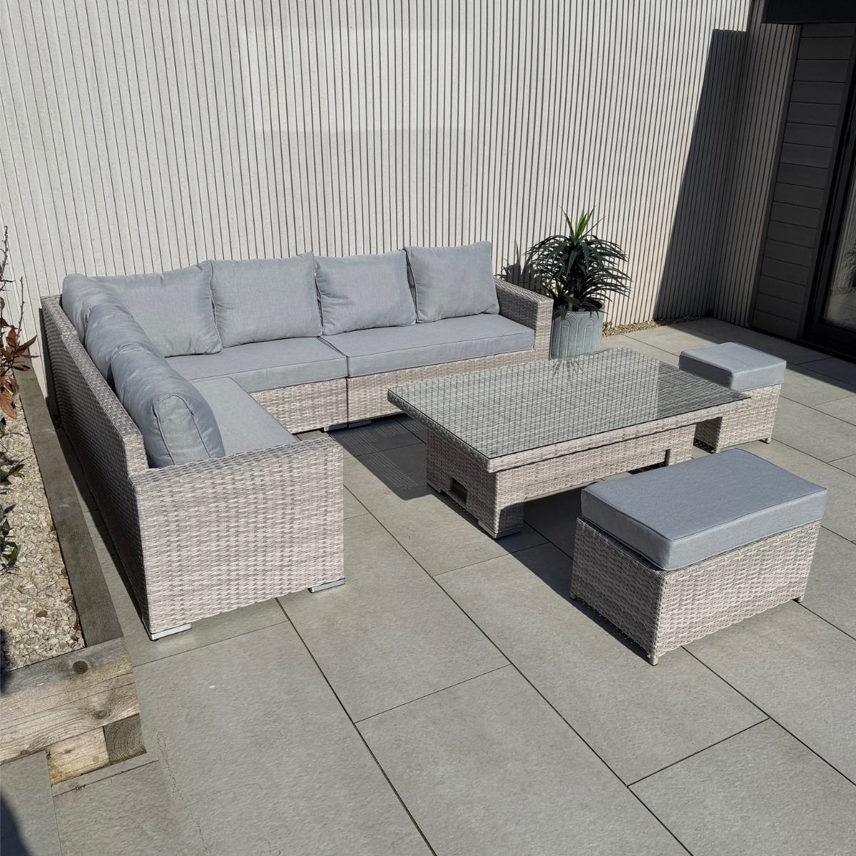 Santorini Large Corner Dining Set with Rising Table (Left Hand) - AMC Furniture