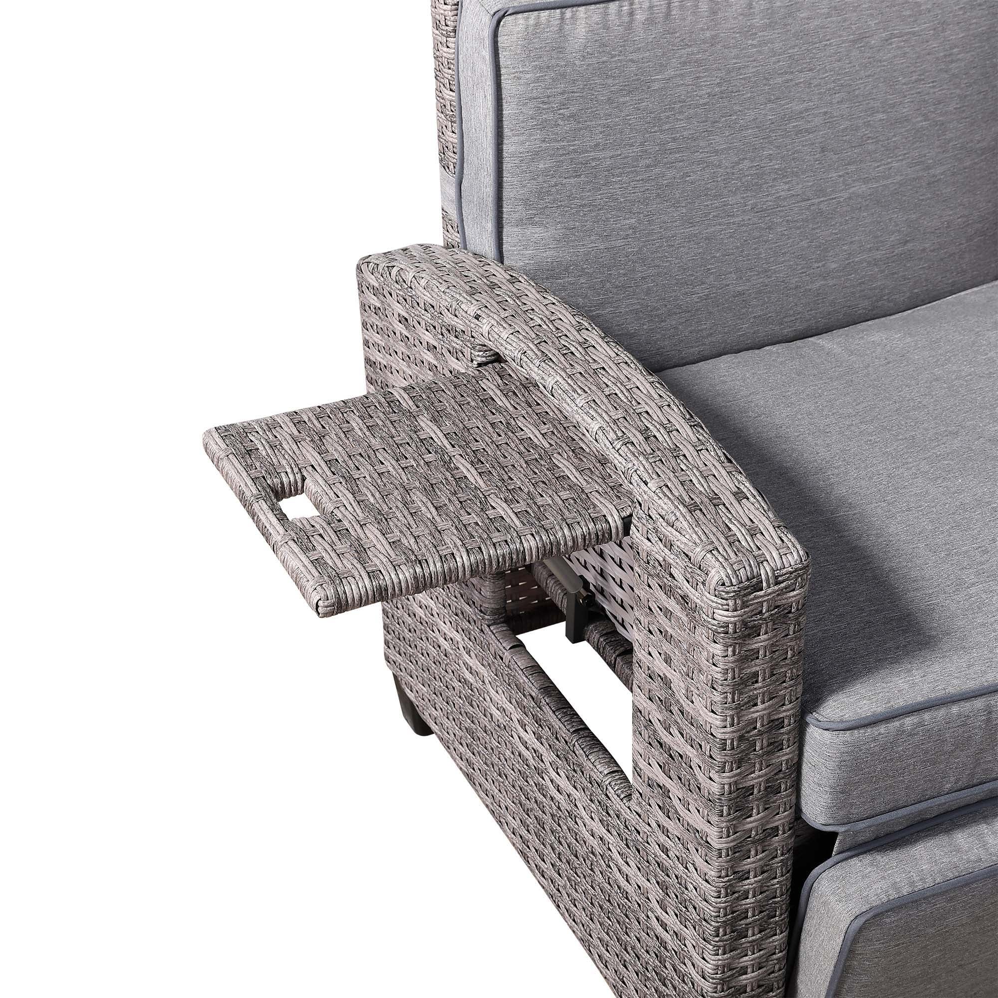 Pair of Catalina Reclining Armchairs with Flip Table in Grey - AMC Furniture