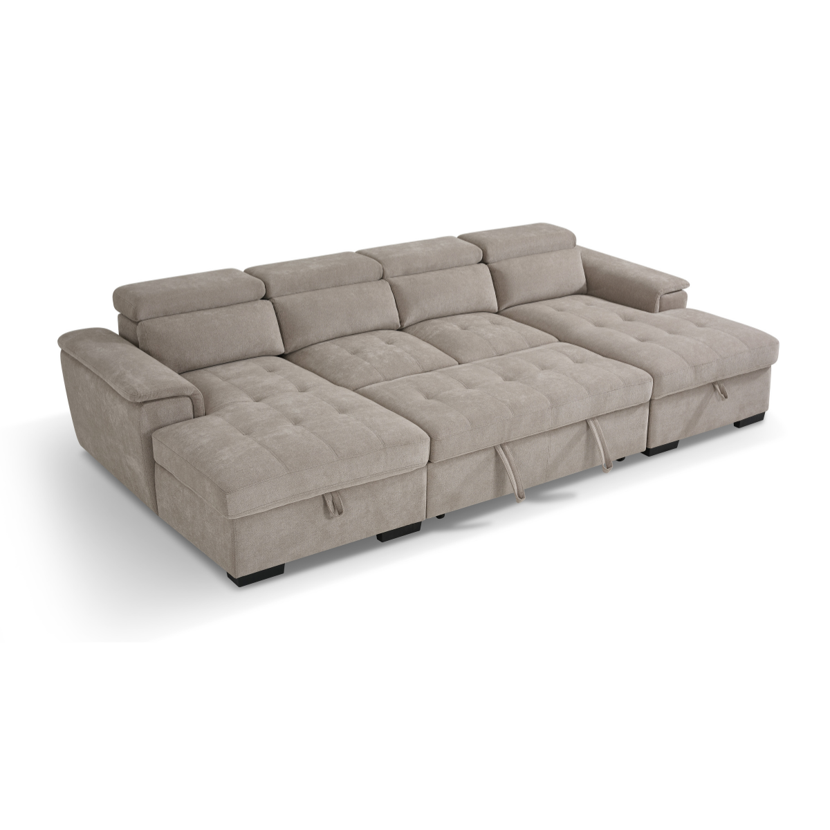 Luna U Shape Corner Sofabed in Beige - AMC Furniture