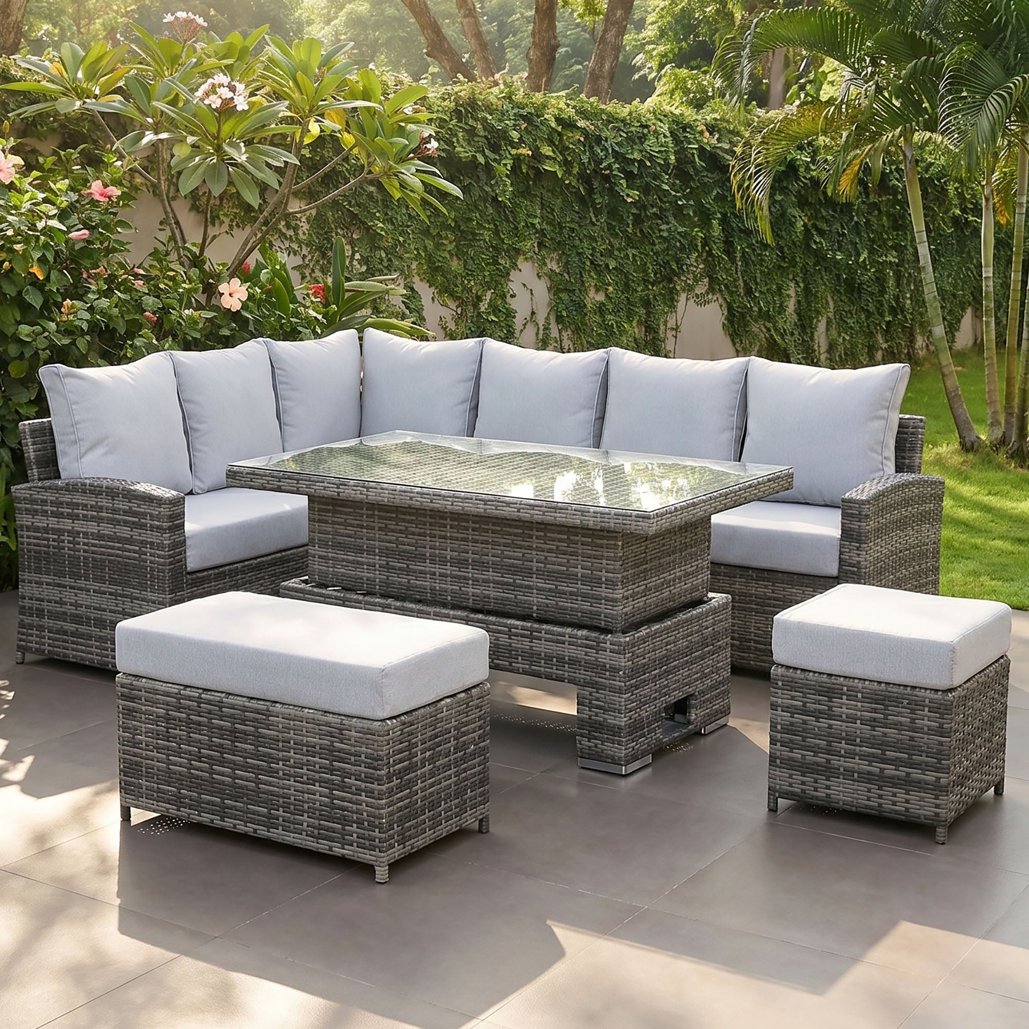 Sorrento Corner Dining Set in Rustic Grey (Left Hand) - AMC Furniture