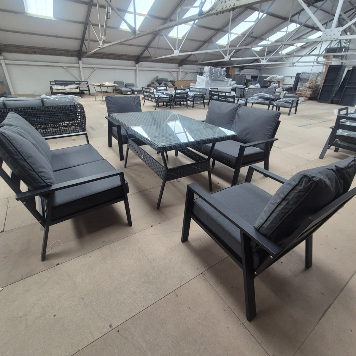 Sienna Aluminium Sofa Dining Set with Grey Rattan Dining Table