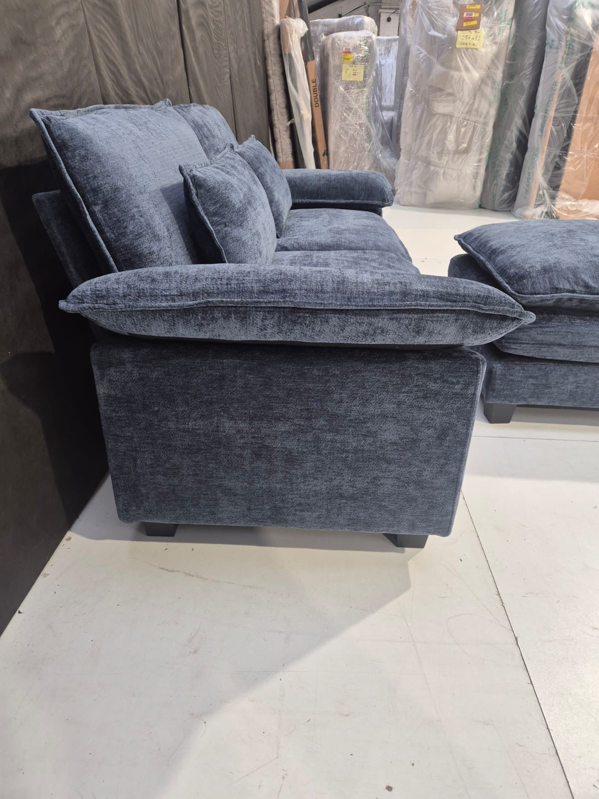 Blue Sofa with Ottoman - AMC Furniture