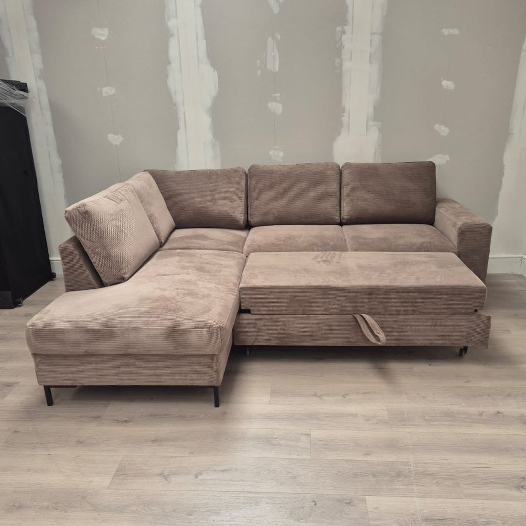 Lofty Lilly LHF Corner Sofa Bed in Taupe Cord - Clearance AMC Furniture