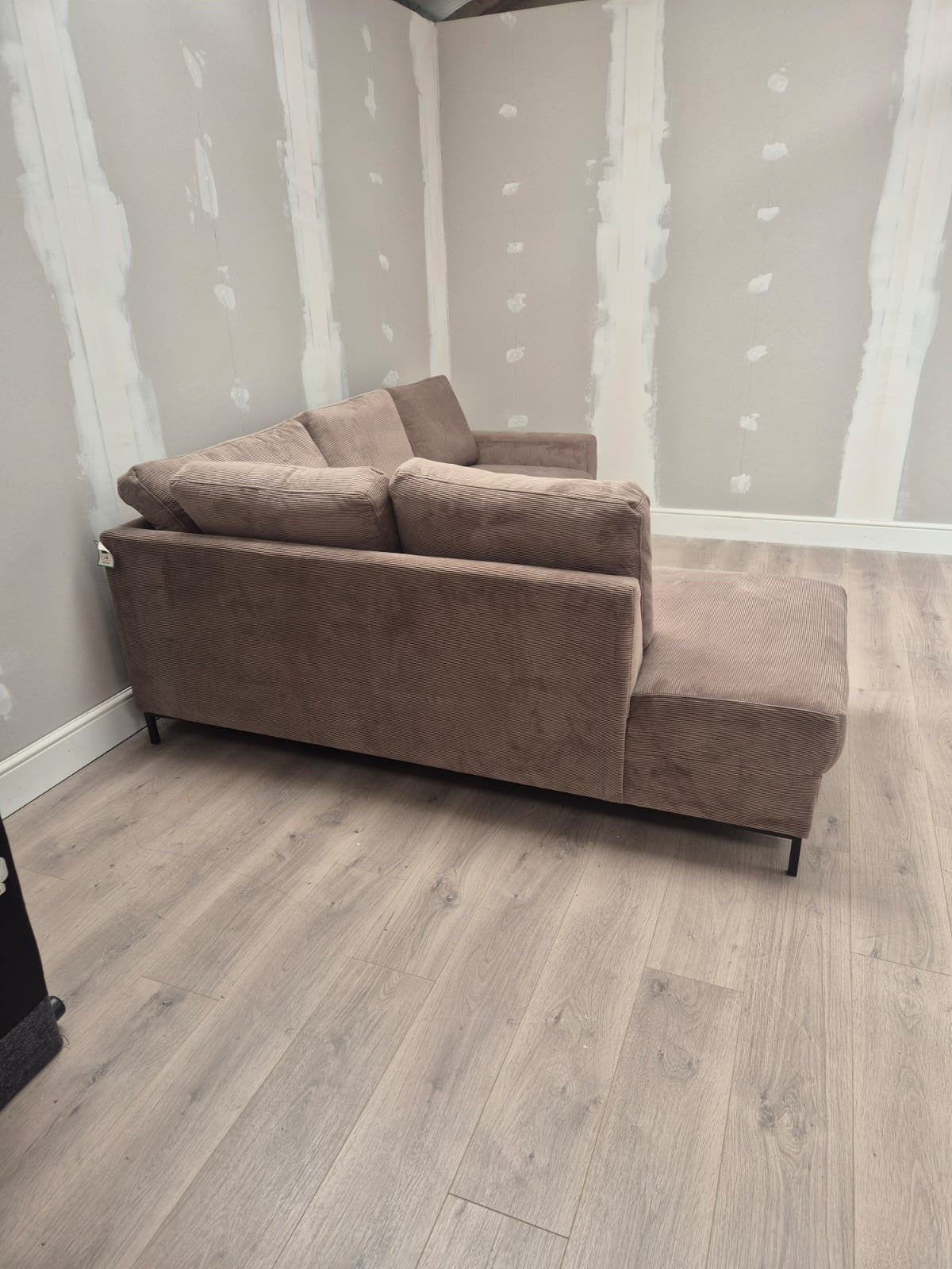 Lofty Lilly LHF Corner Sofa Bed in Taupe Cord - Clearance AMC Furniture