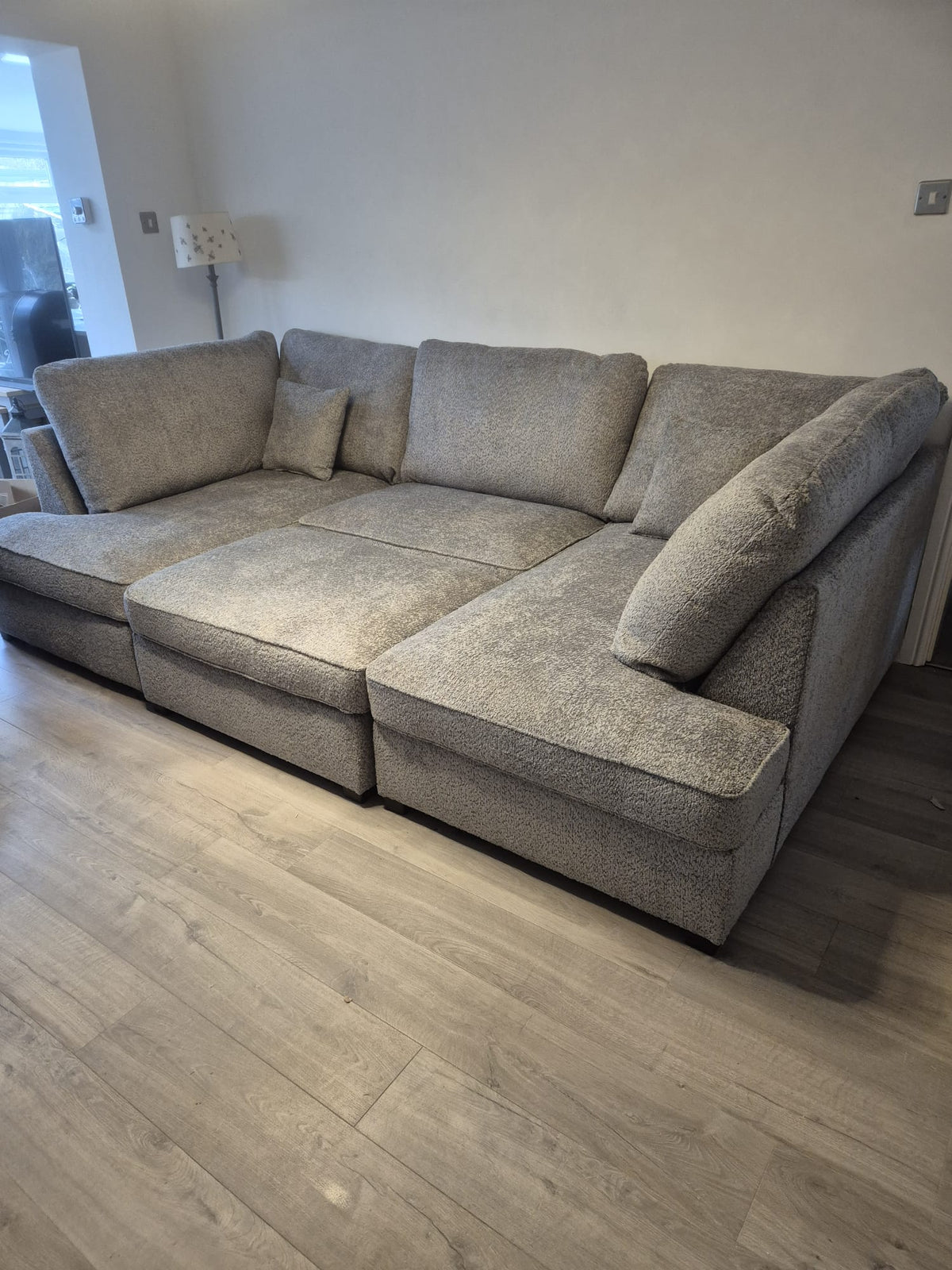 Shoreditch Fullback U Shape Corner Sofa in Platinum