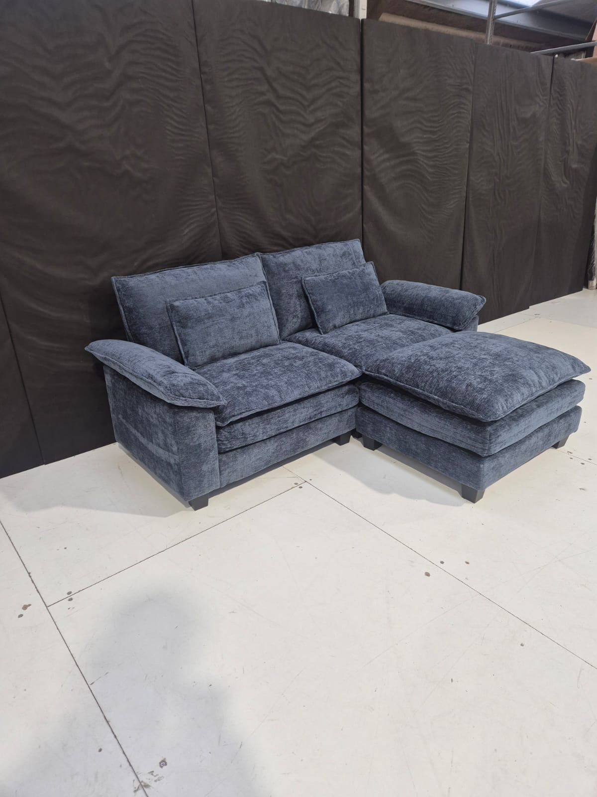 Blue Sofa with Ottoman - AMC Furniture