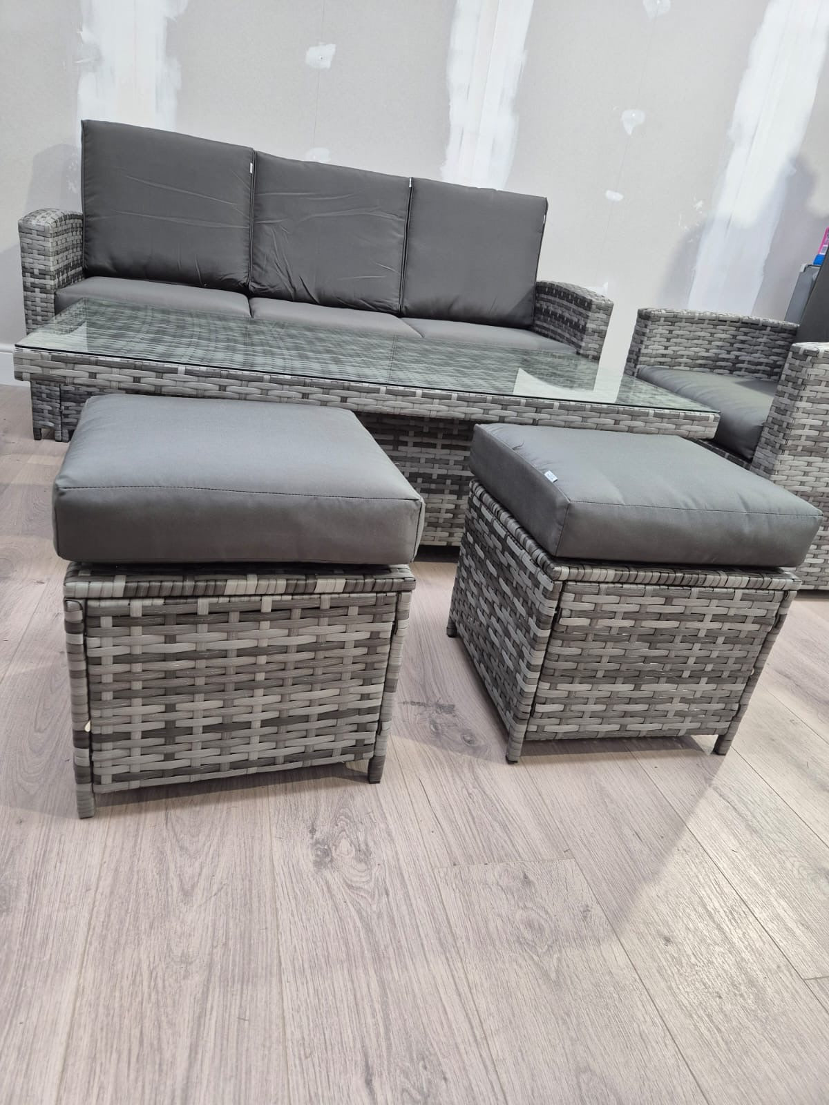 Rhodes Sofa Dining Set in Grey - Clearance Rattan Republic