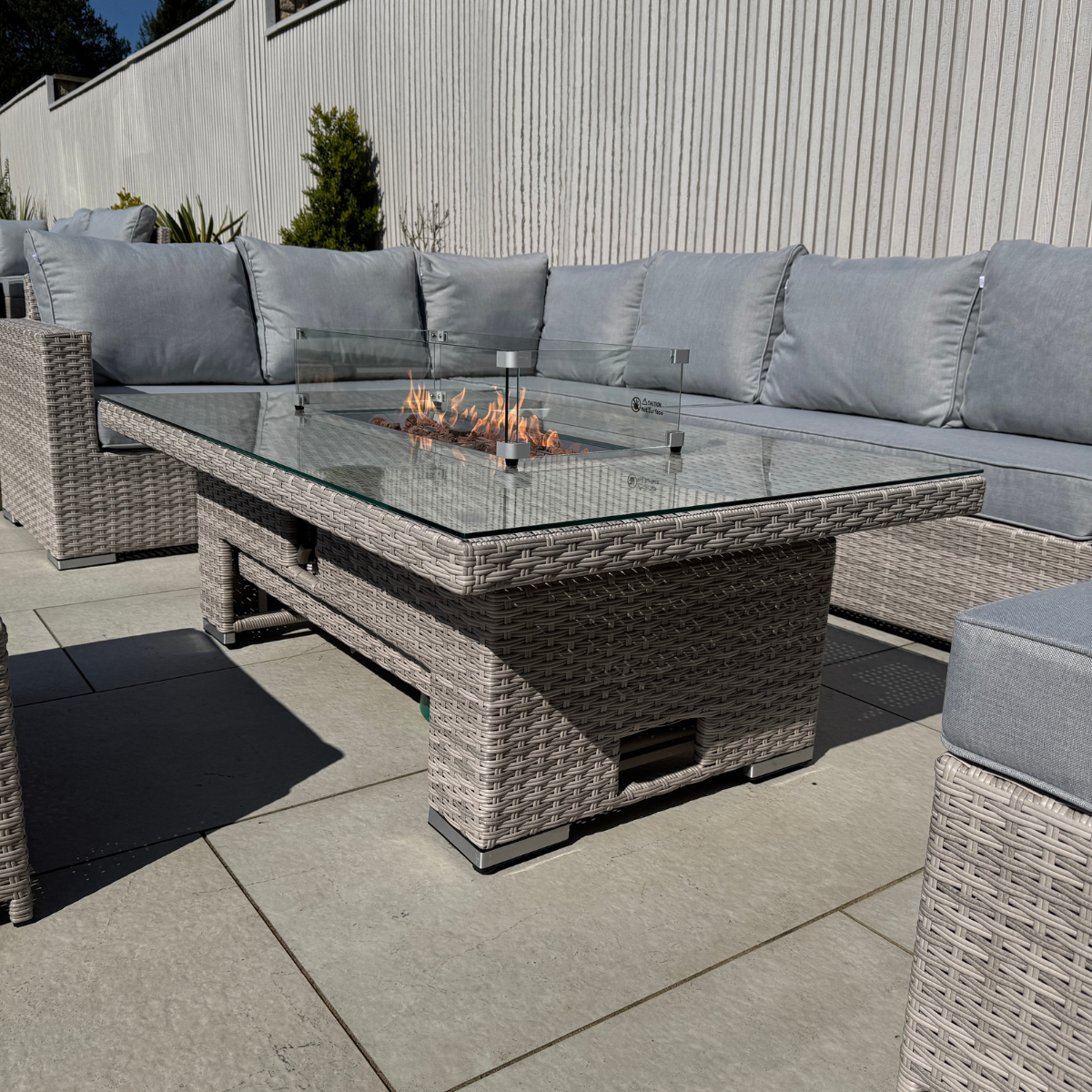 Santorini Corner Large Rising Set with Firepit - AMC Furniture