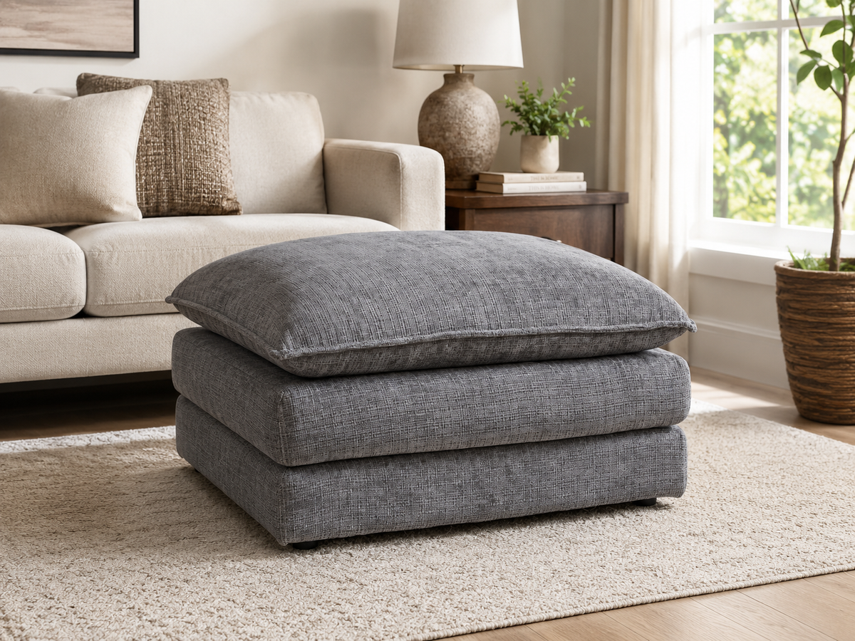 Aria Footstool in Grey - AMC Furniture