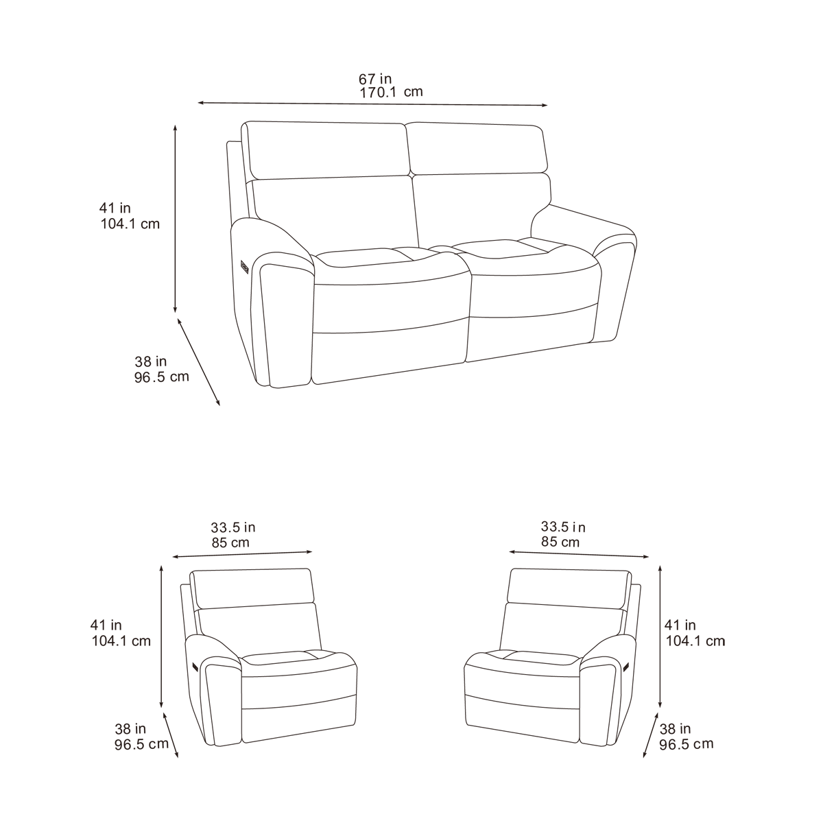 Rowan 2 Seater Power Reclining Sofa Meta Sofa