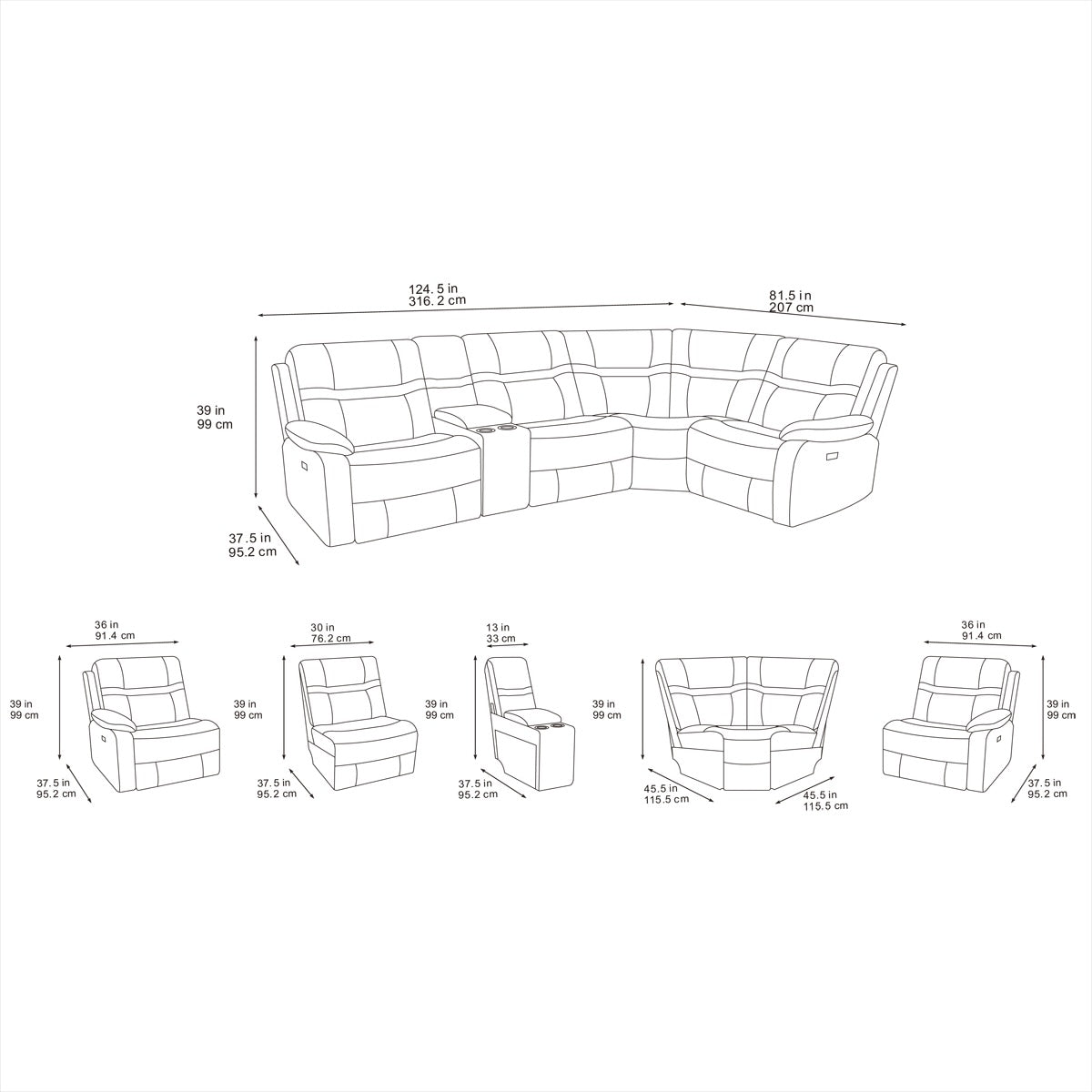 Blake Power Reclining Corner Sofa Meta Sofa