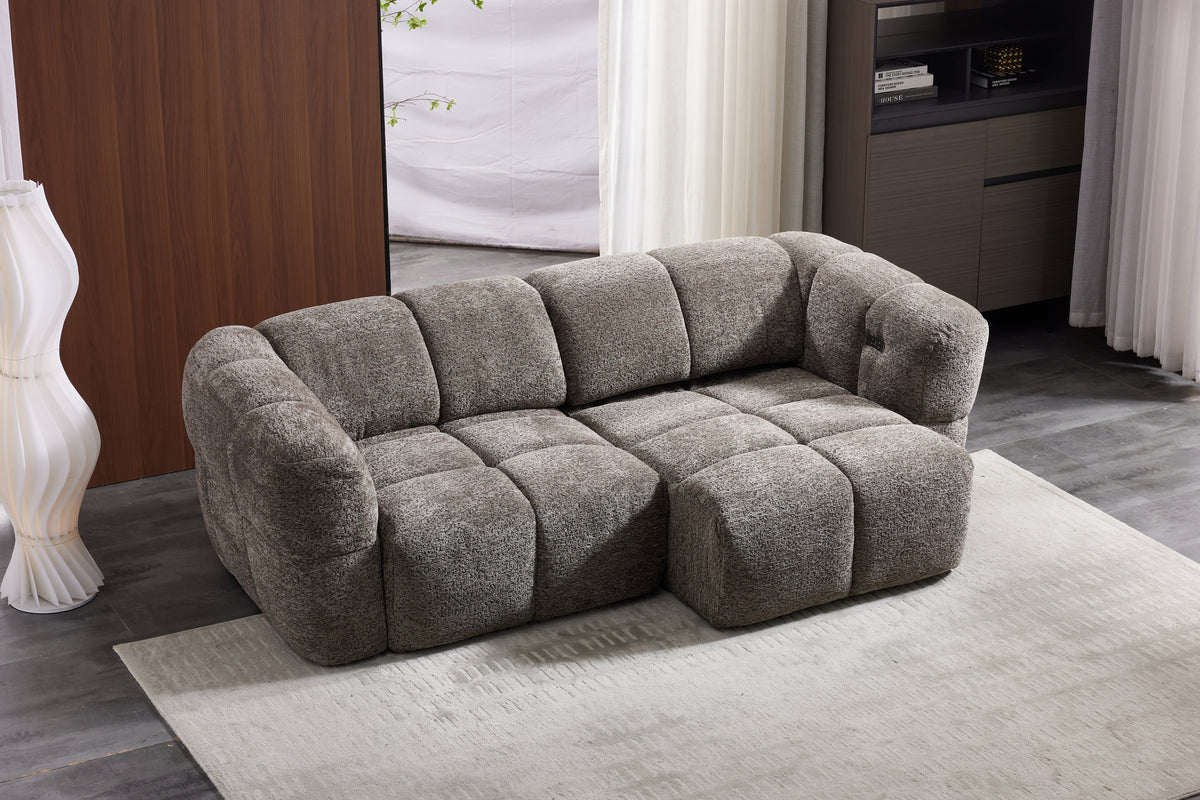 Elara Power Sliding 3 Seater in Taupe Grey Meta Sofa
