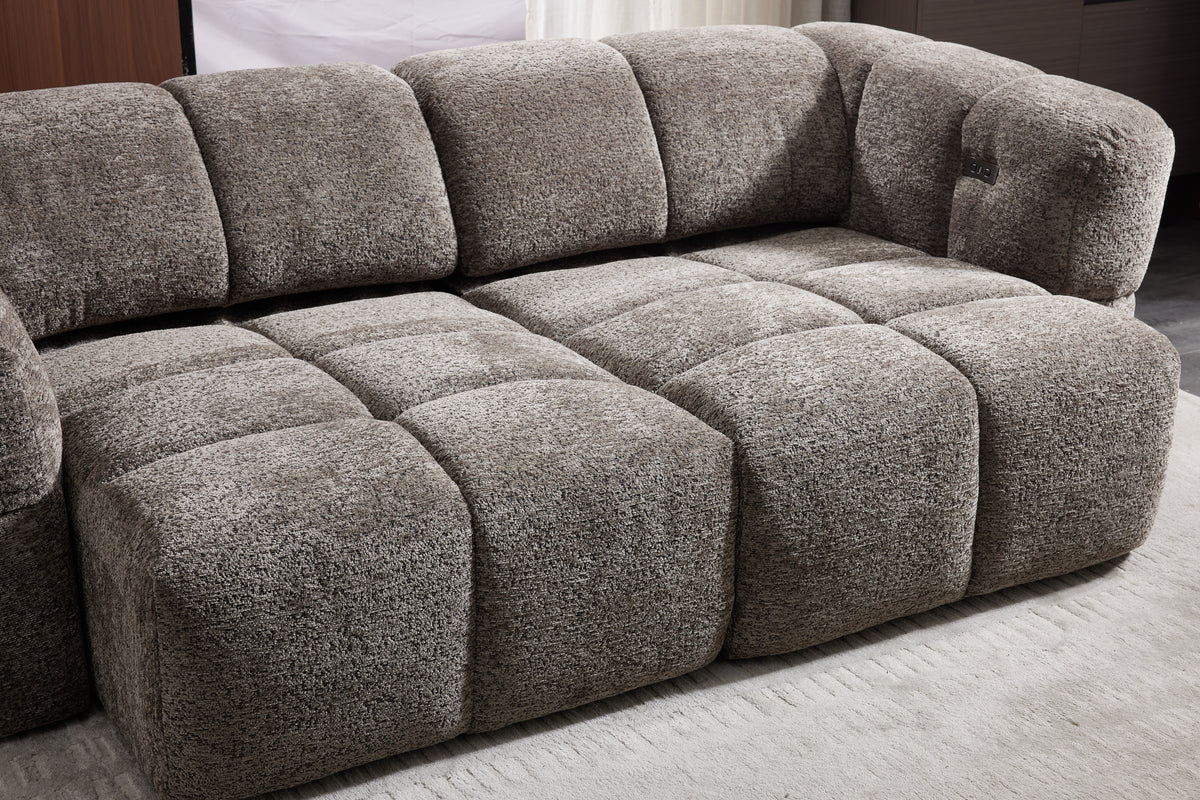 Elara Power Sliding 3 Seater in Taupe Grey Meta Sofa
