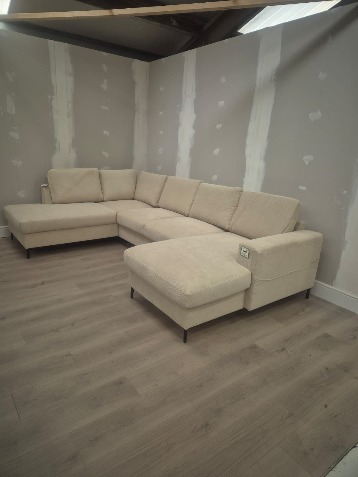 Lofty Lilly U Shape Sofa Bed in Cream Cord - Clearance Wayfair