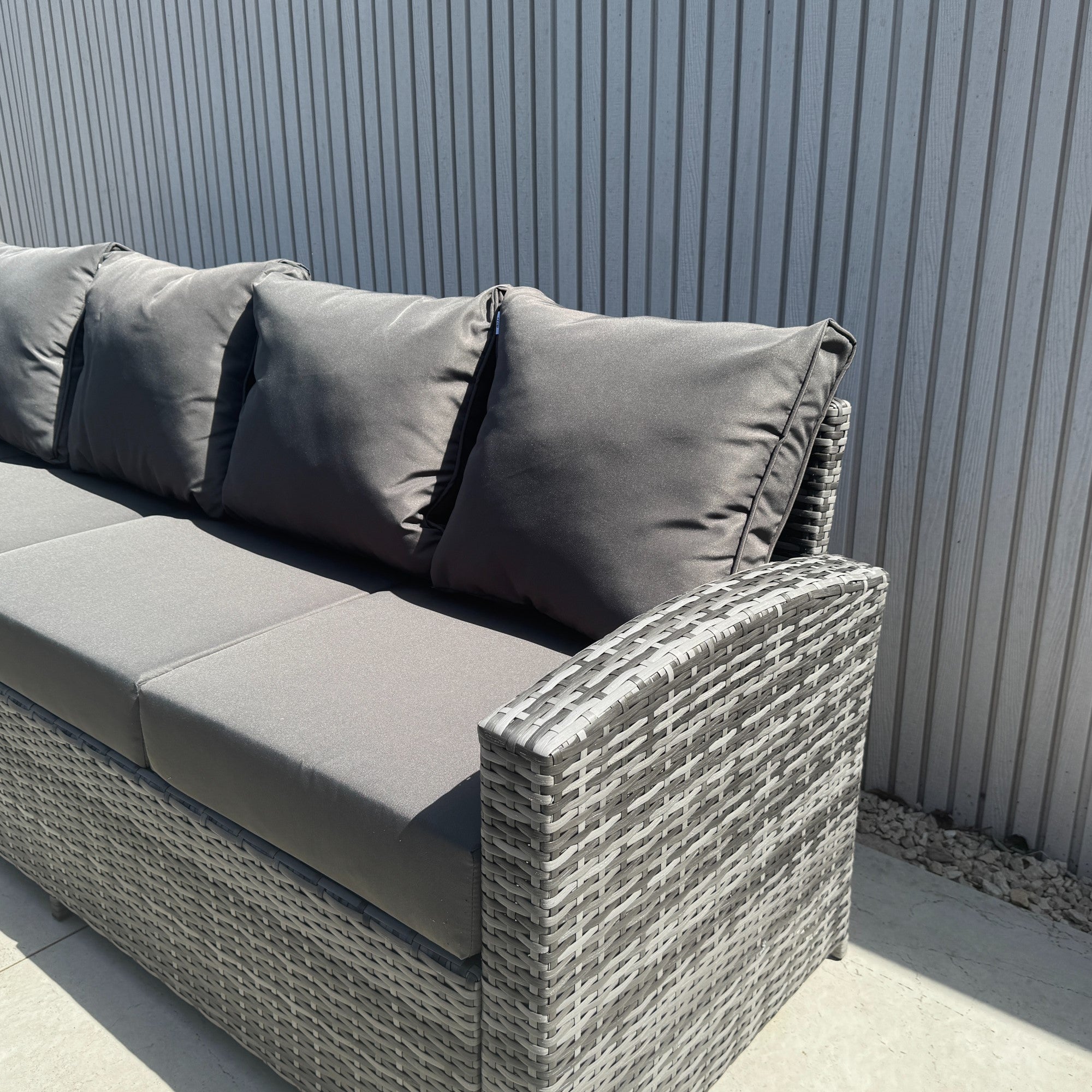 Casa Corner Sofa Set with Rising Dining Table in Mixed Weave (Left Hand) - AMC Furniture