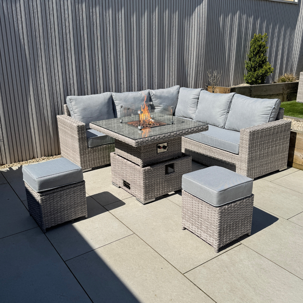 Santorini Square Rising Set with Firepit - AMC Furniture