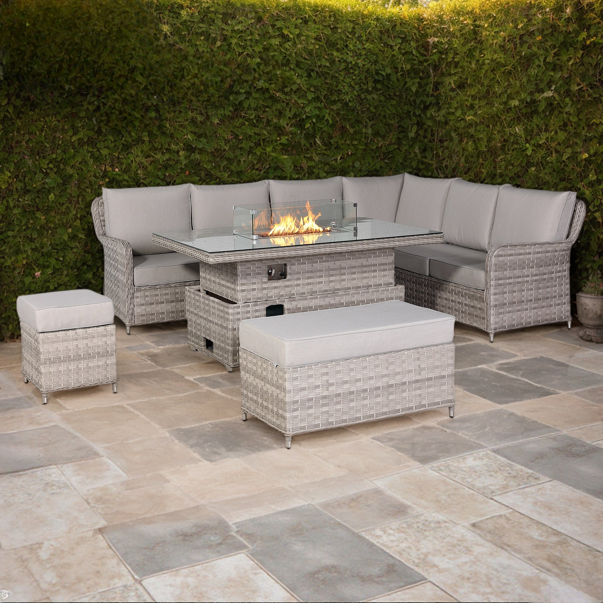 Palermo Large Corner (RH) Firepit - AMC Furniture