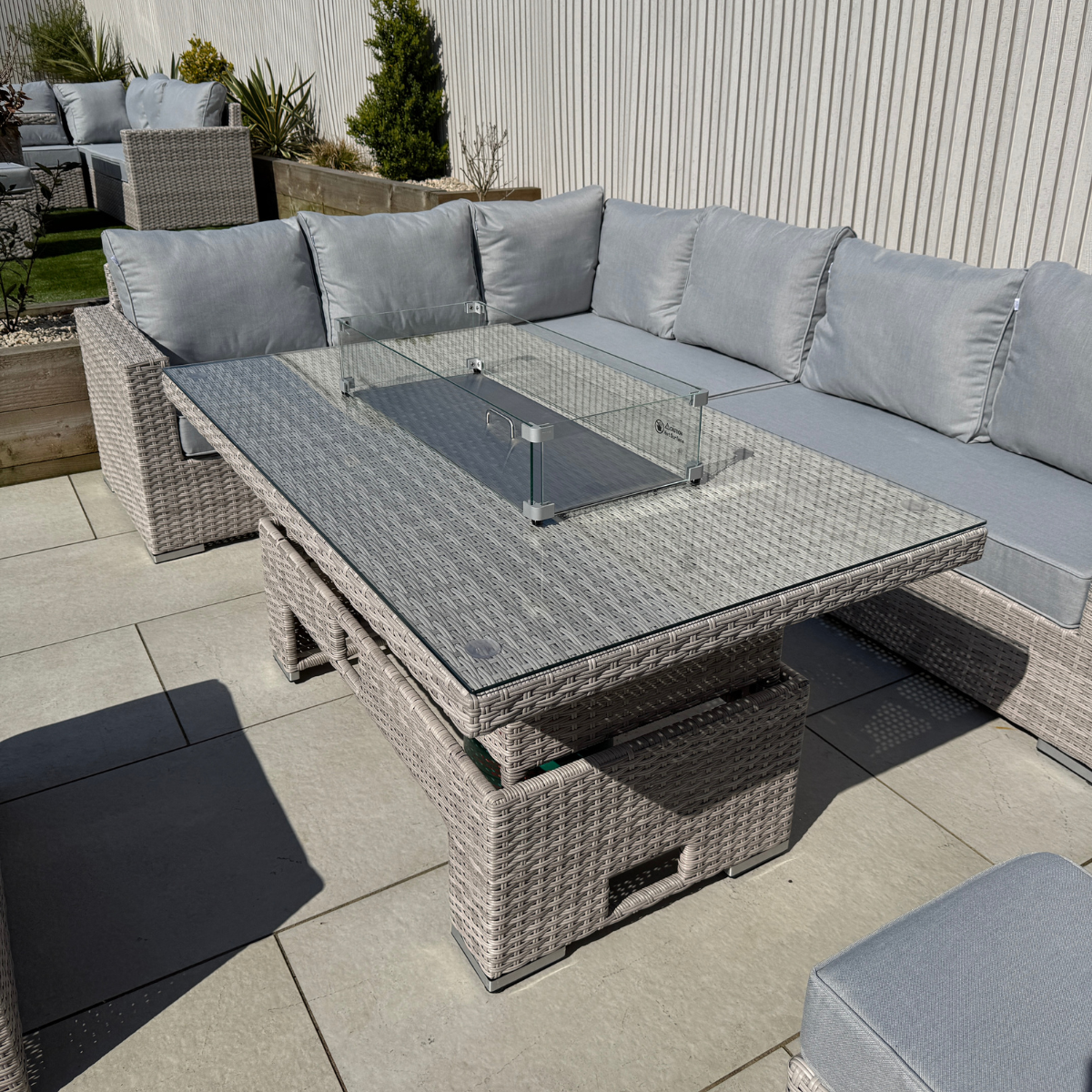 Santorini Corner Large Rising Set with Firepit - AMC Furniture