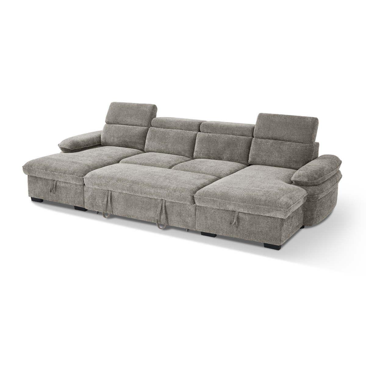Billie U Shape Sofa Bed in Grey with Lift Up Storage - AMC Furniture
