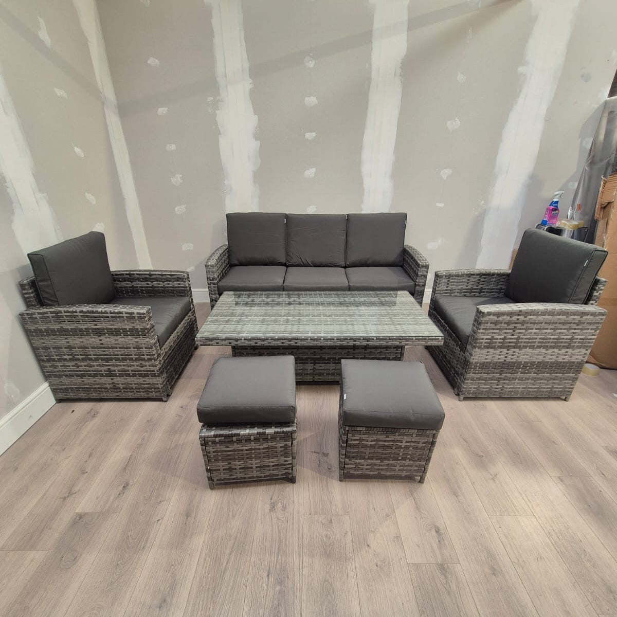 Rhodes Sofa Dining Set in Grey - Clearance Rattan Republic
