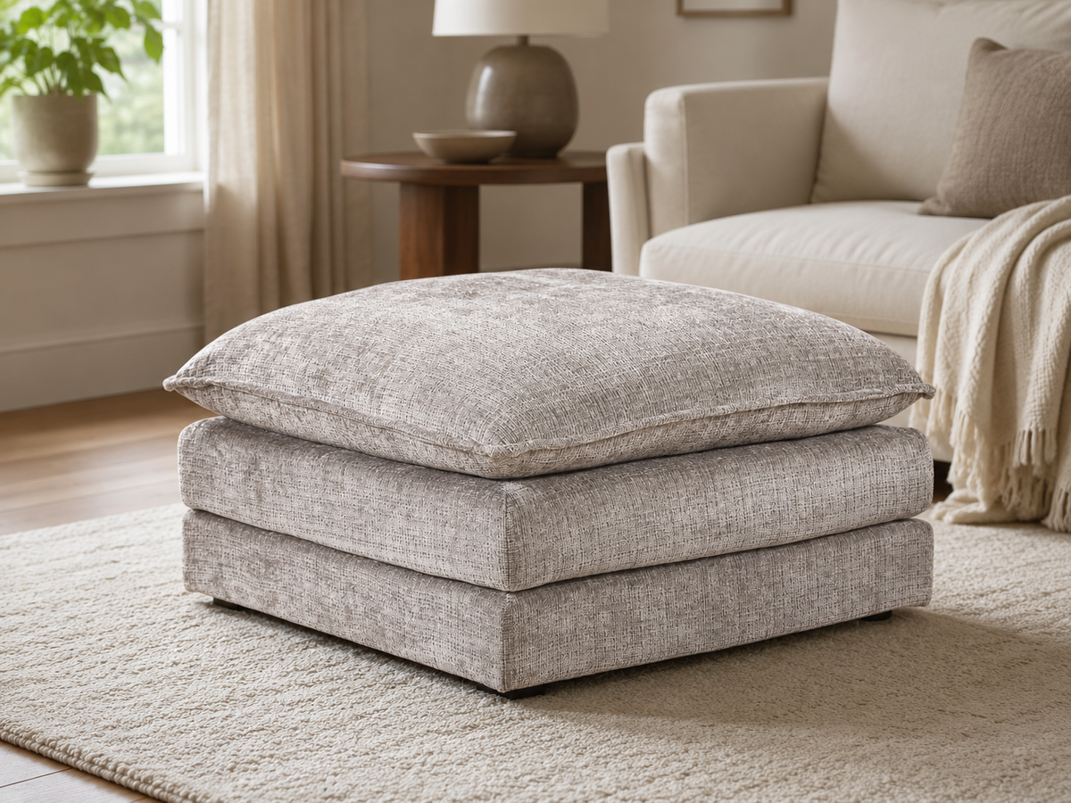 Aria Footstool in Beige - AMC Furniture