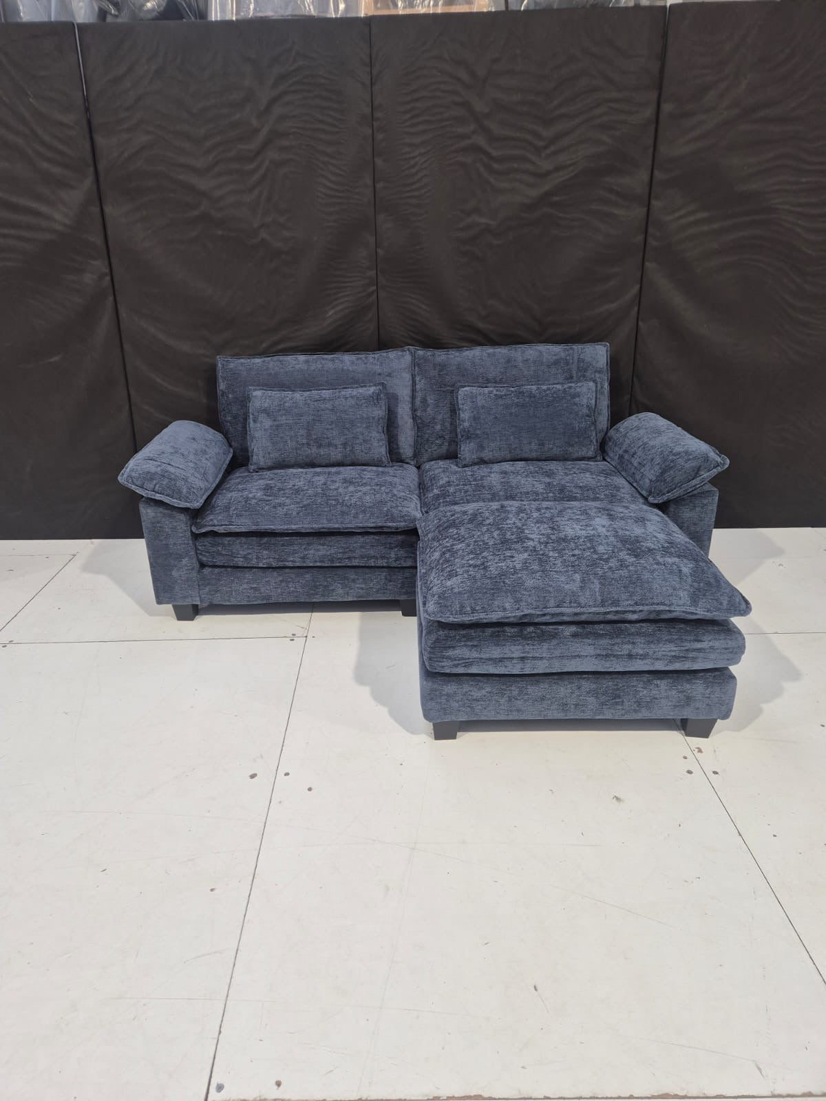 Blue Sofa with Ottoman - AMC Furniture