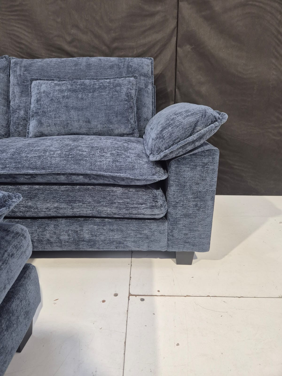 Blue Sofa with Ottoman - AMC Furniture