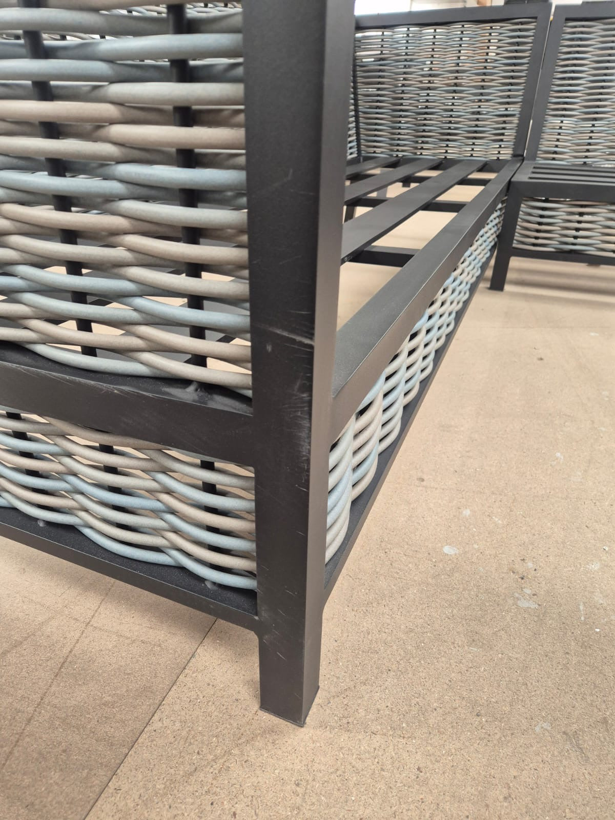 Ivy Aluminium Corner Sofa Set with Grey Rattan Dining Table