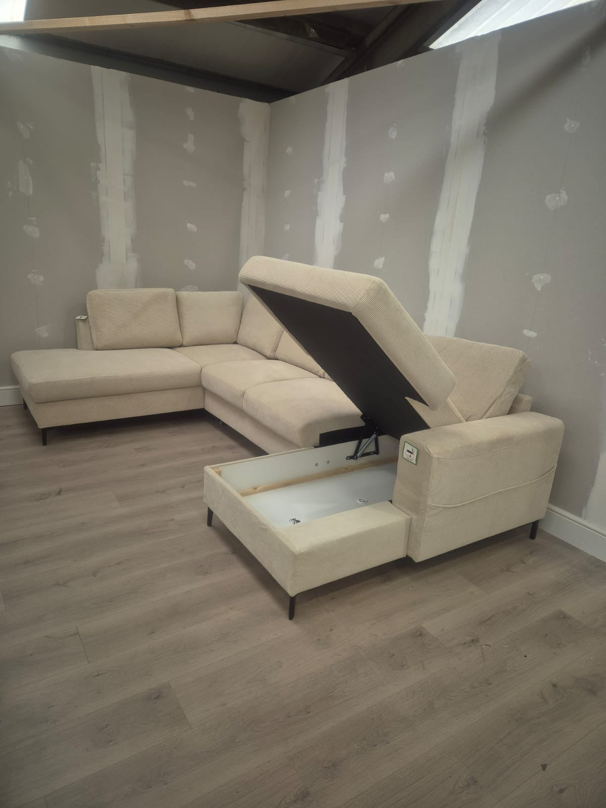 Lofty Lilly U Shape Sofa Bed in Cream Cord - Clearance Wayfair