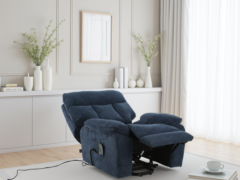 Truro Rise and Recline Massage Chair Blue - AMC Furniture