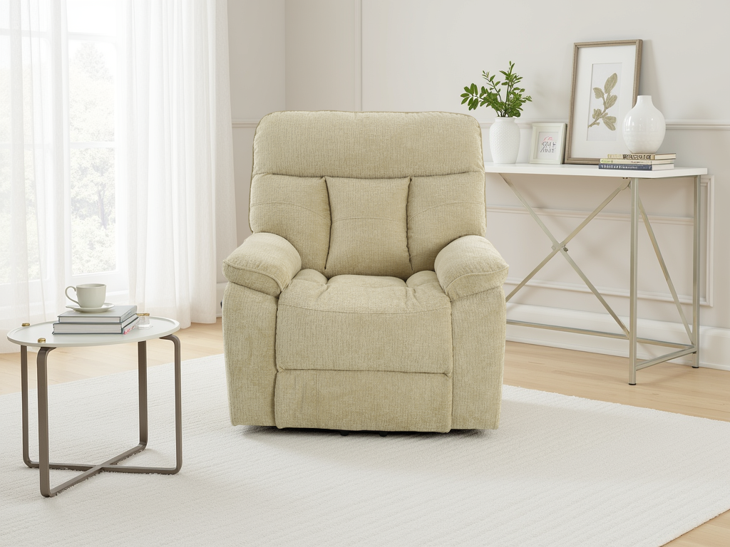 Truro Rise and Recline Massage Chair Beige - AMC Furniture