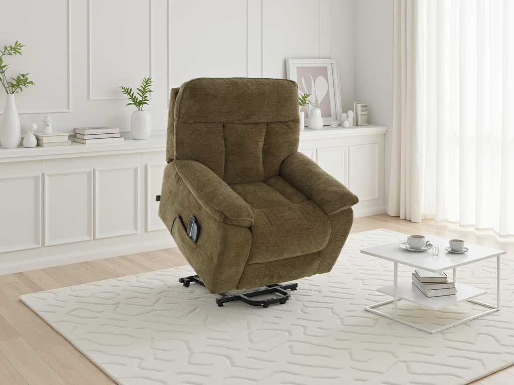Truro Rise and Recline Massage Chair Brown - AMC Furniture