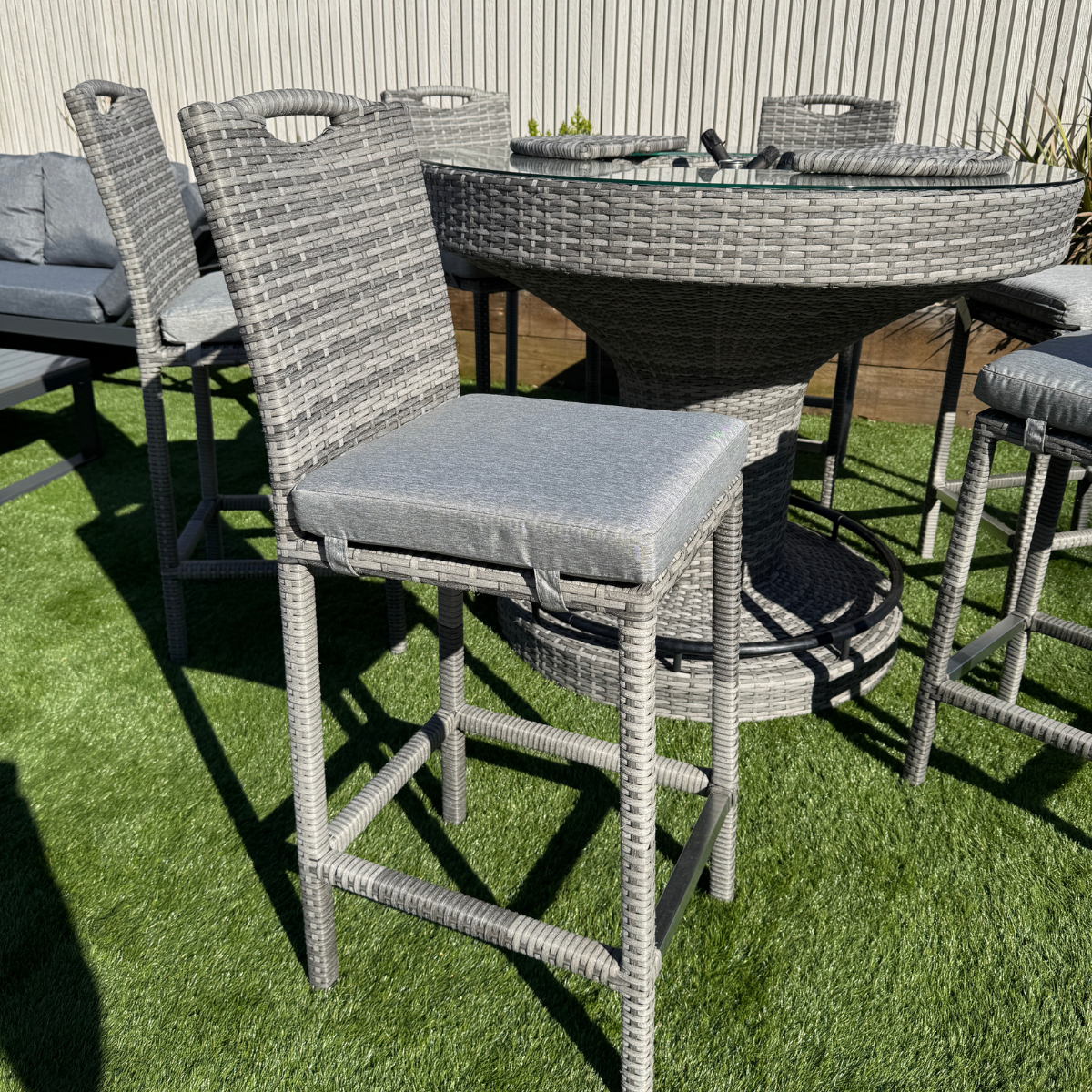 Oxford  Aluminium frame Round Bar Set with Ice Bucket in Stone Brown Grey Weave - AMC Furniture